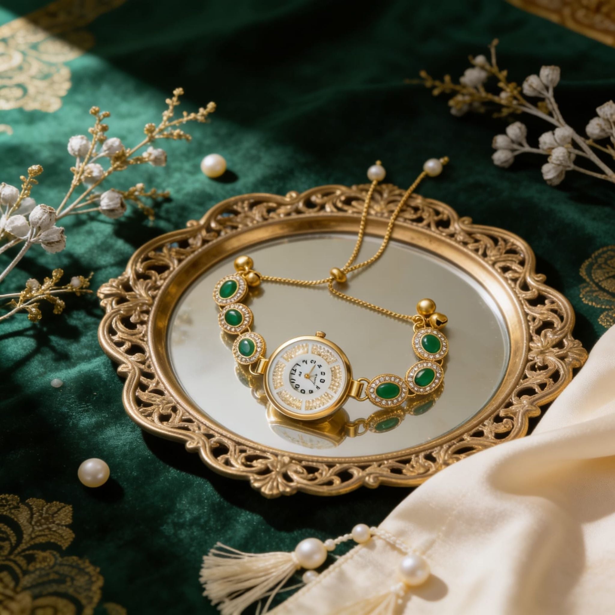 Emerald Royale Bracelet Watch By Suryatra