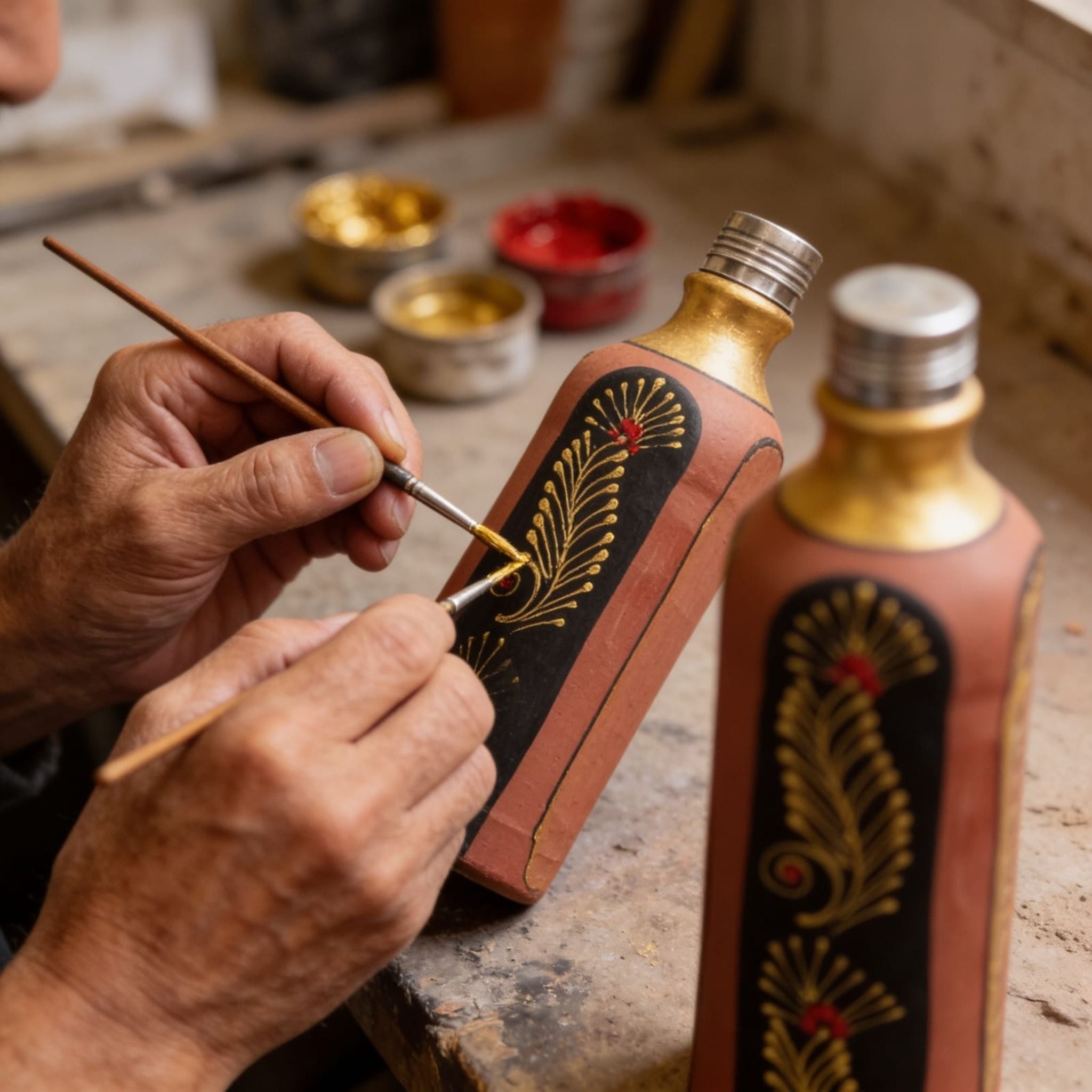 Noir Feather Artisan Bottle by Suryatra