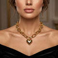 Golden Heart Chain Statement Necklace By Suryatra
