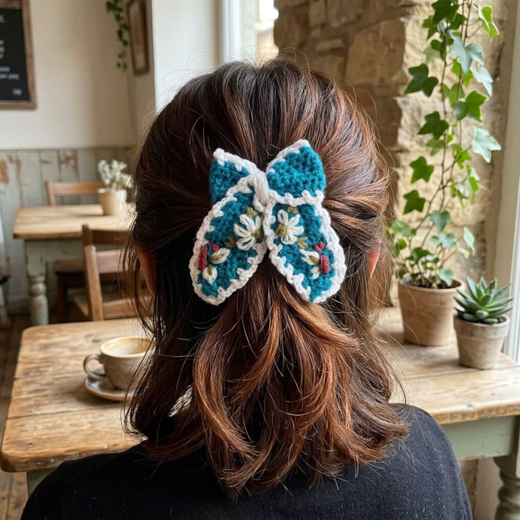 Azure Bloom Bow Hair Clip by Suryatra