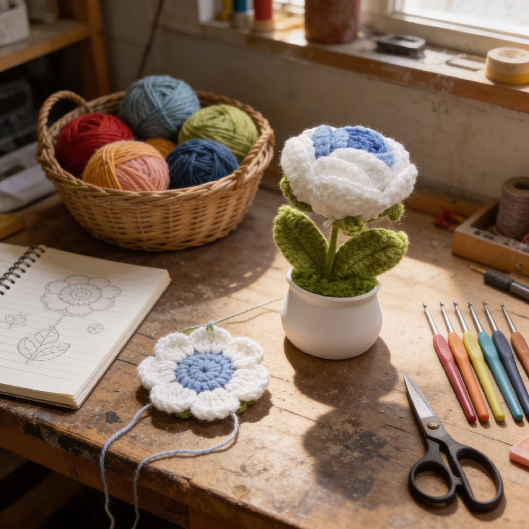 Ivory Blossom Crochet Roses by Suryatra