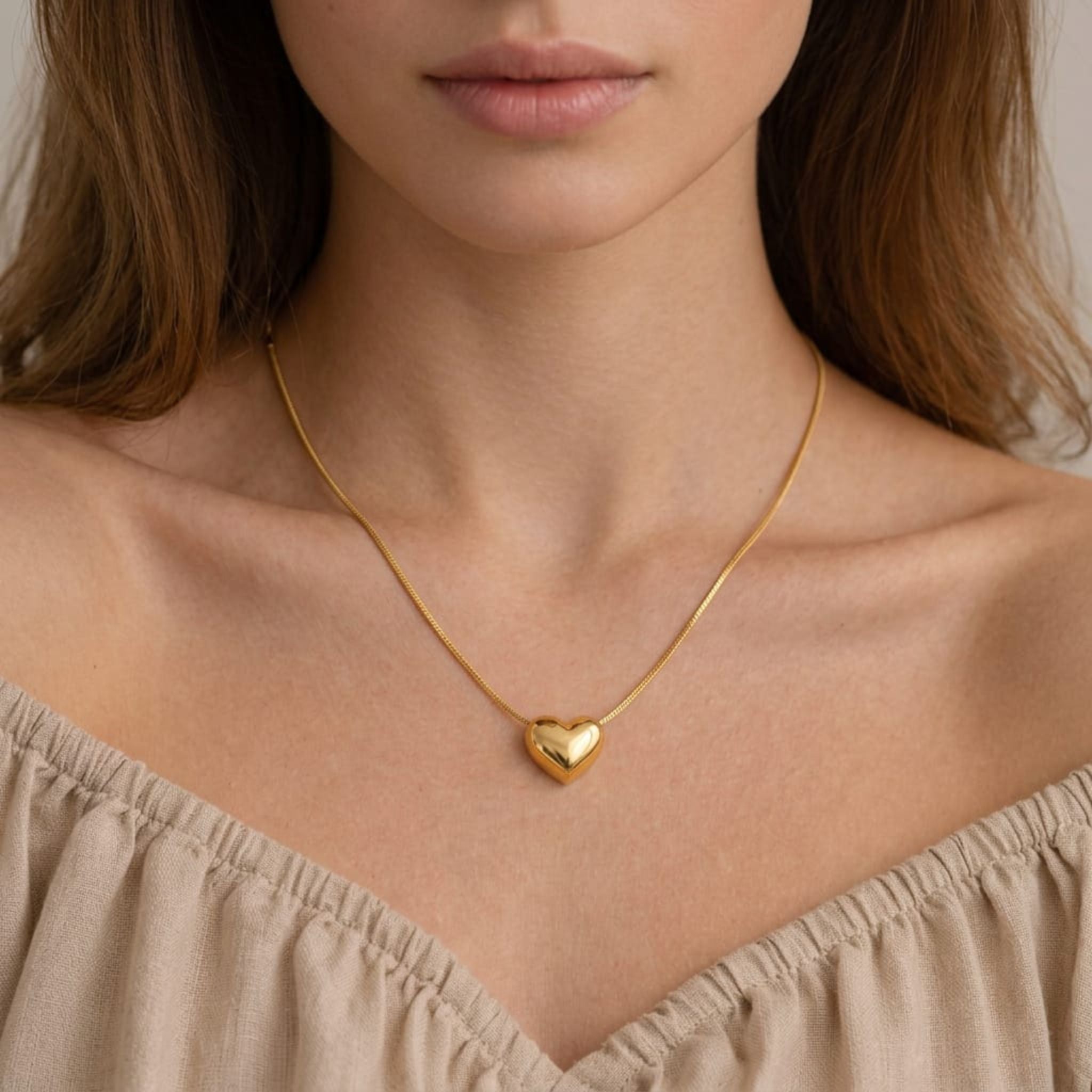 Golden Heart Pendant Necklace By Suryatra