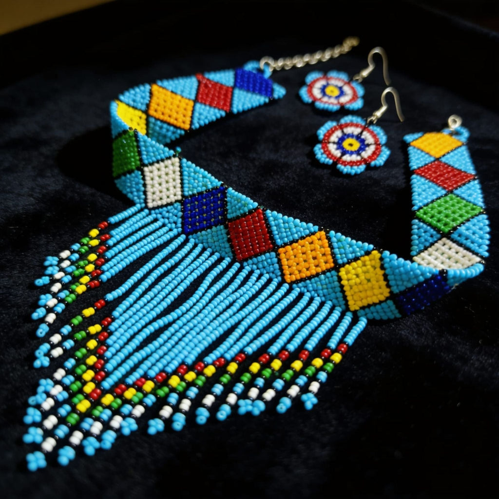 Azure Mosaic Beaded Jewelry Set By Suryatra
