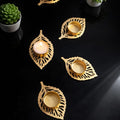 Golden Leaf Tealight Holder Set by Suryatra