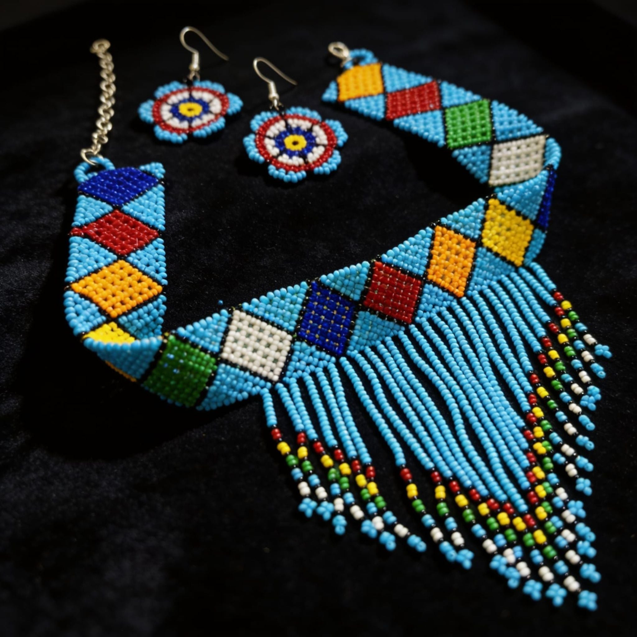 Azure Mosaic Beaded Jewelry Set By Suryatra