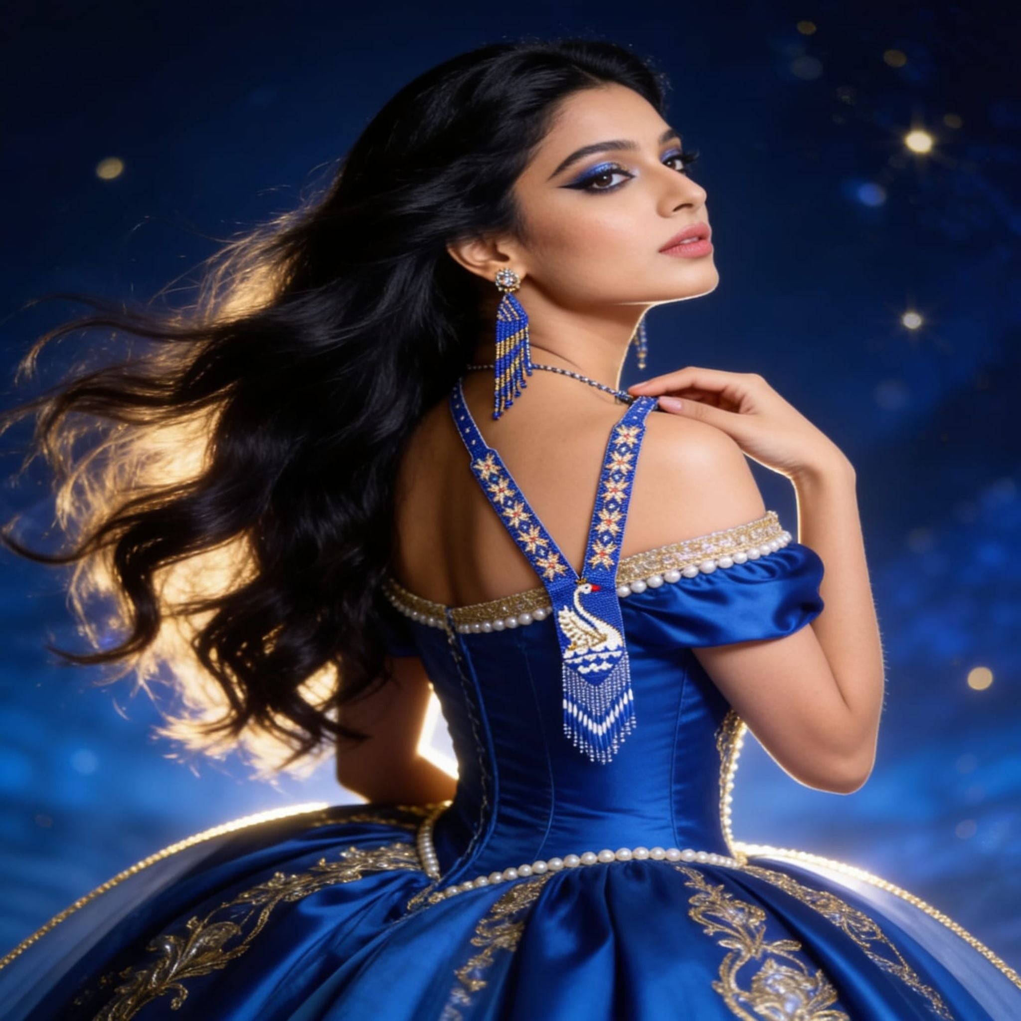 Celestial Swan Beaded Jewelry Set By Suryatra