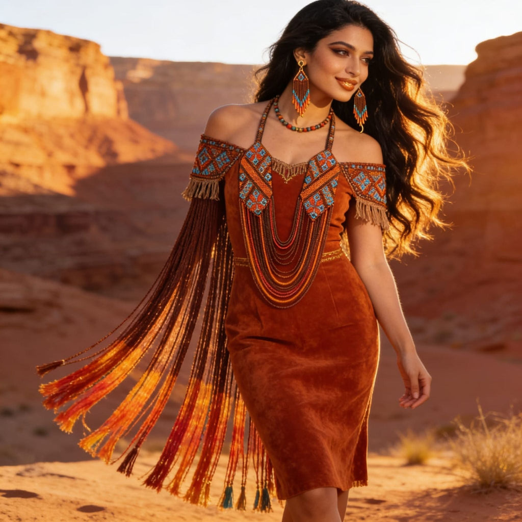 Desert Ember Beaded Jewelry Set By Suryatra