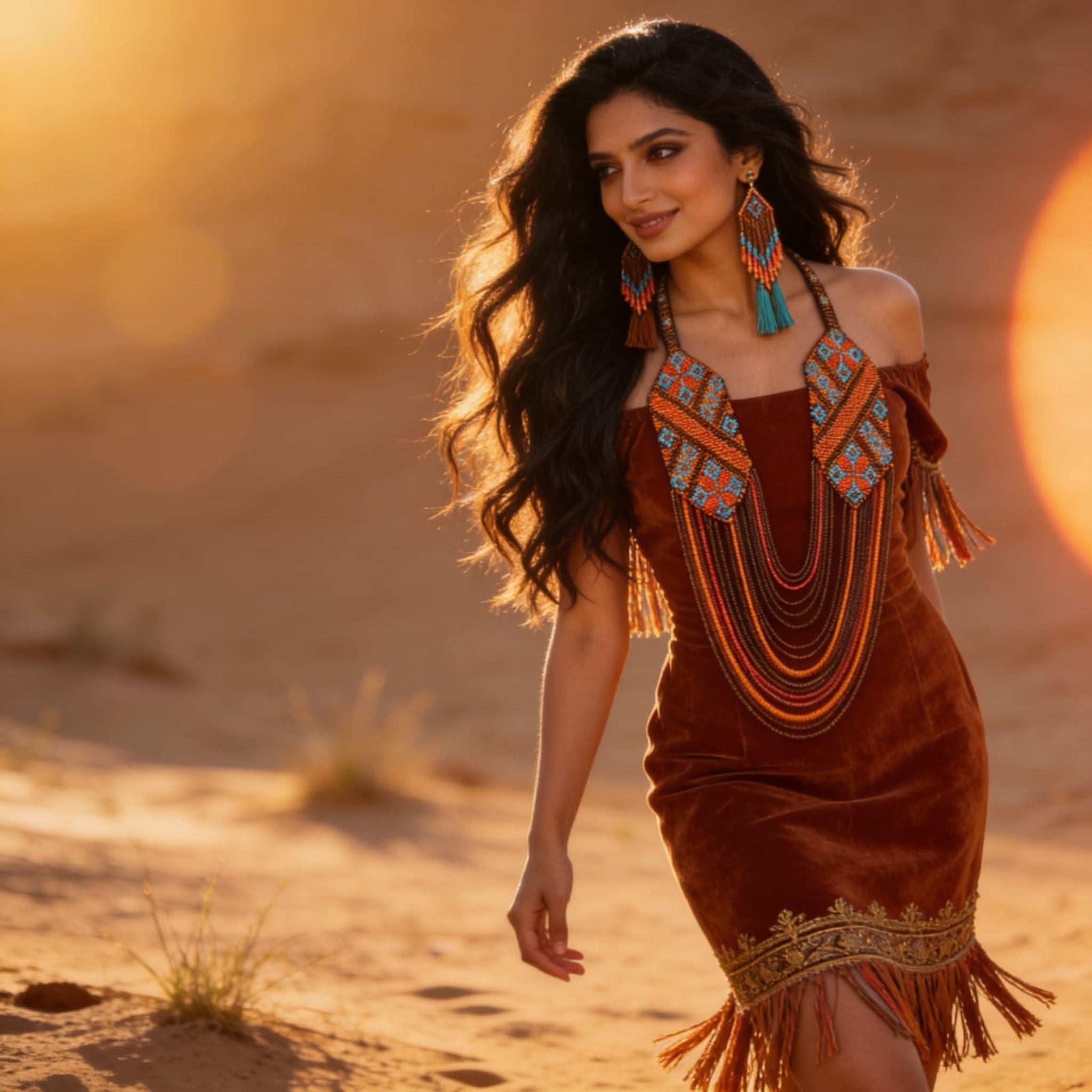 Desert Ember Beaded Jewelry Set By Suryatra