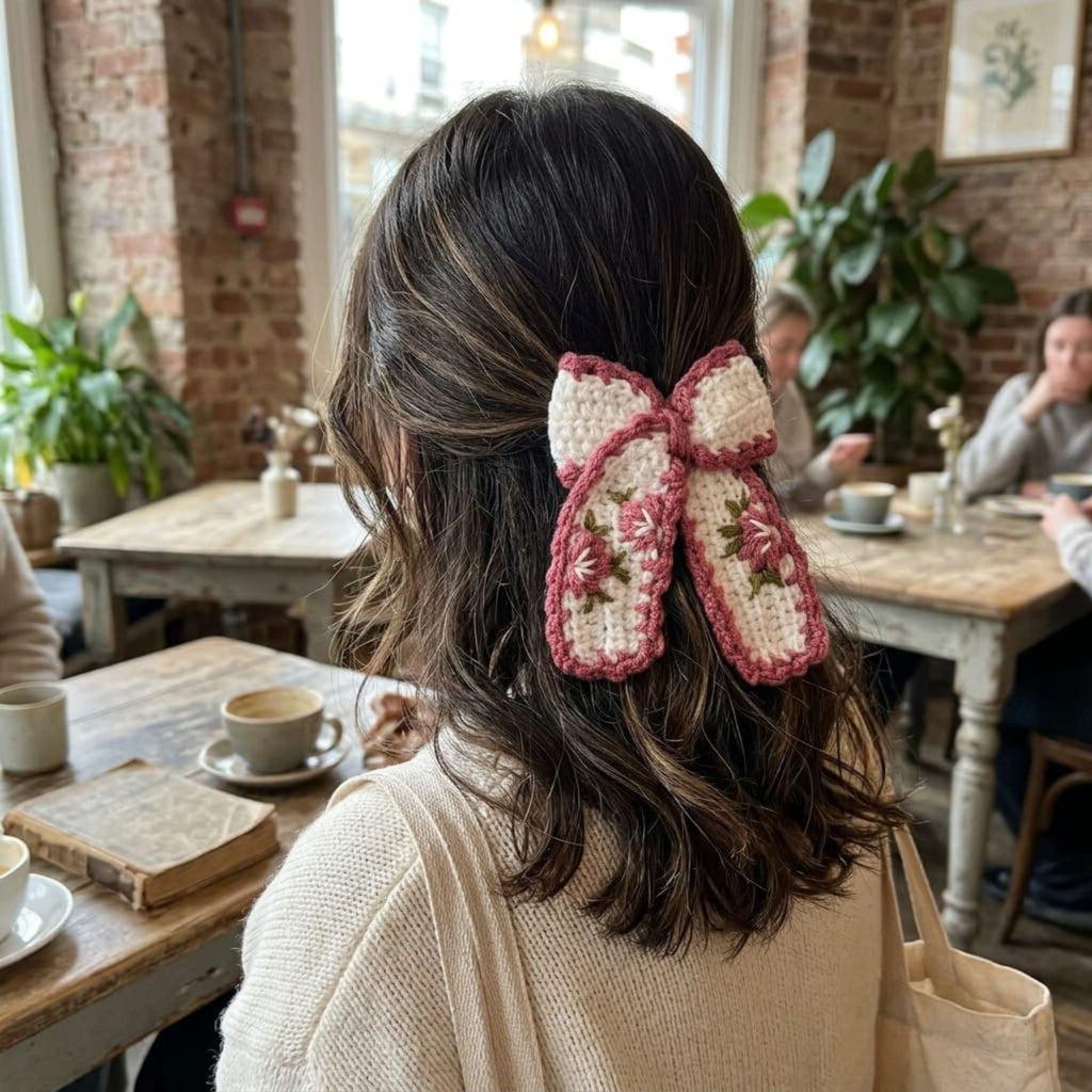 Rose Blossom Bow Hair Clip by Suryatra
