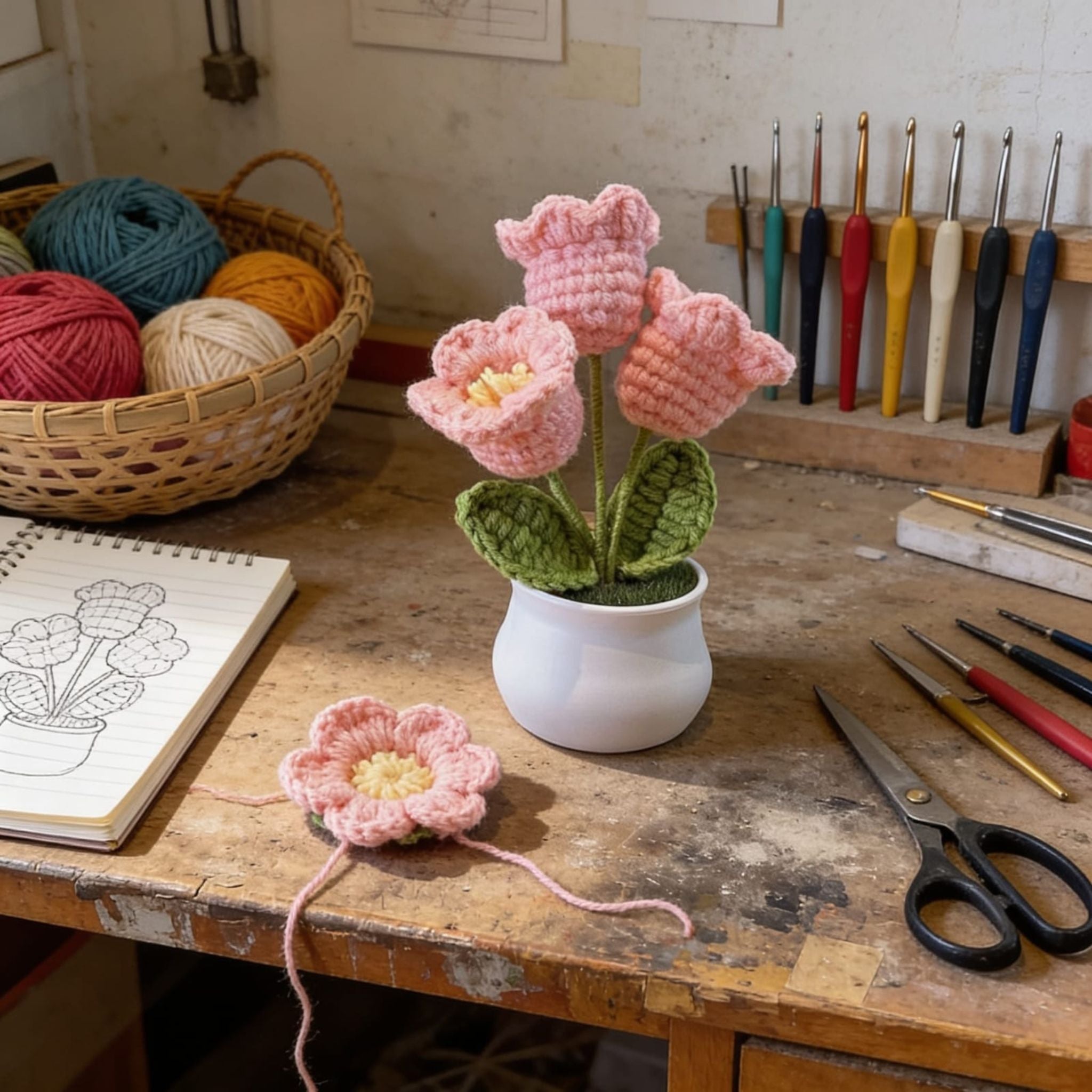 Blush Bloom Crochet Tulips by Suryatra