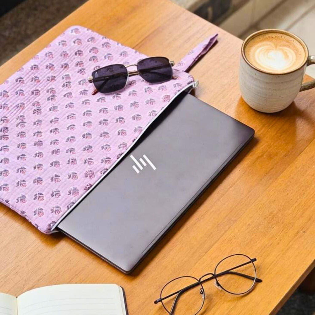 13 Inch Laptop/ipad Waterproof Sleeves( Pink and Black Pattern) by Suryatra