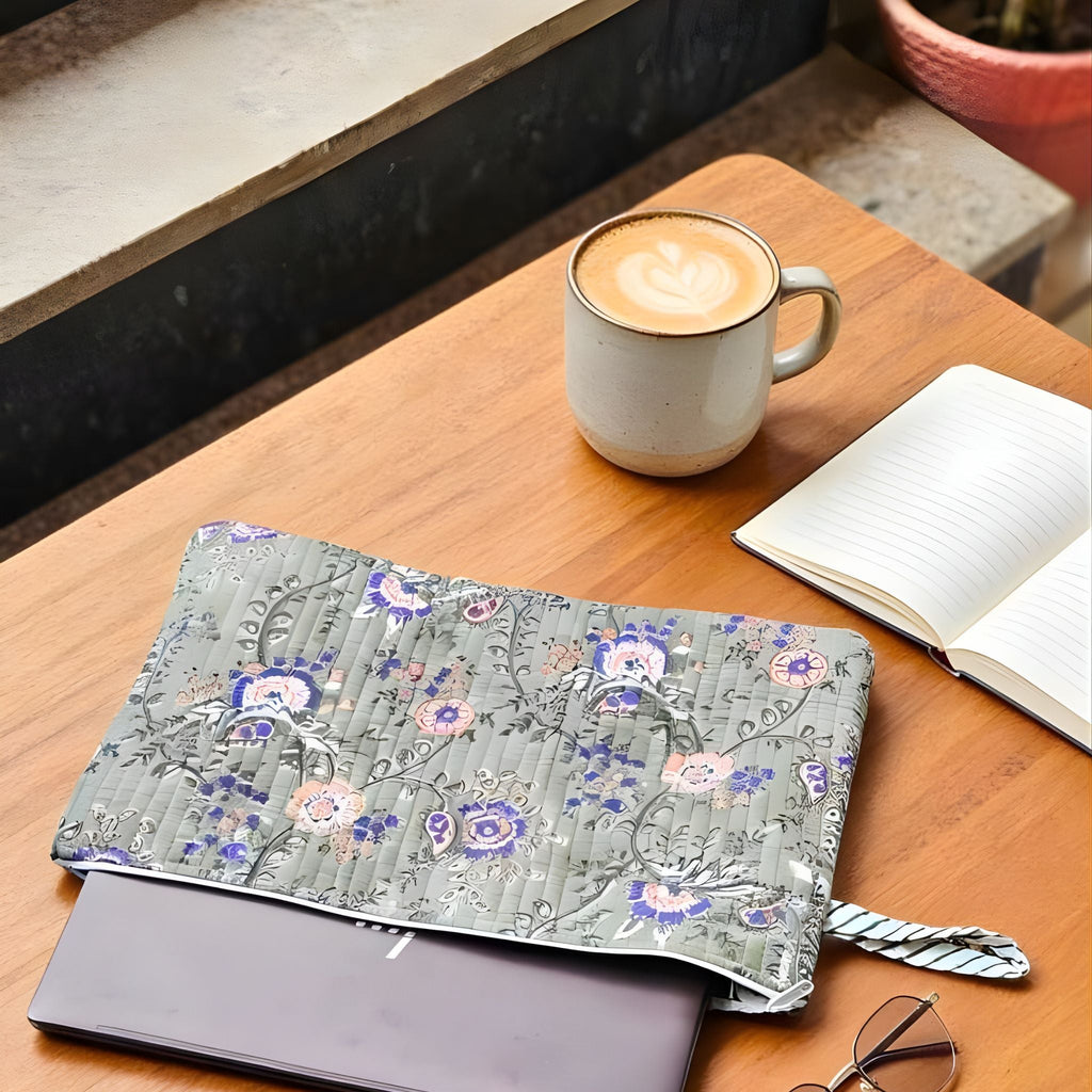 13 Inch Laptop/ipad Waterproof Sleeves (Green and Blue Pattern) by Suryatra