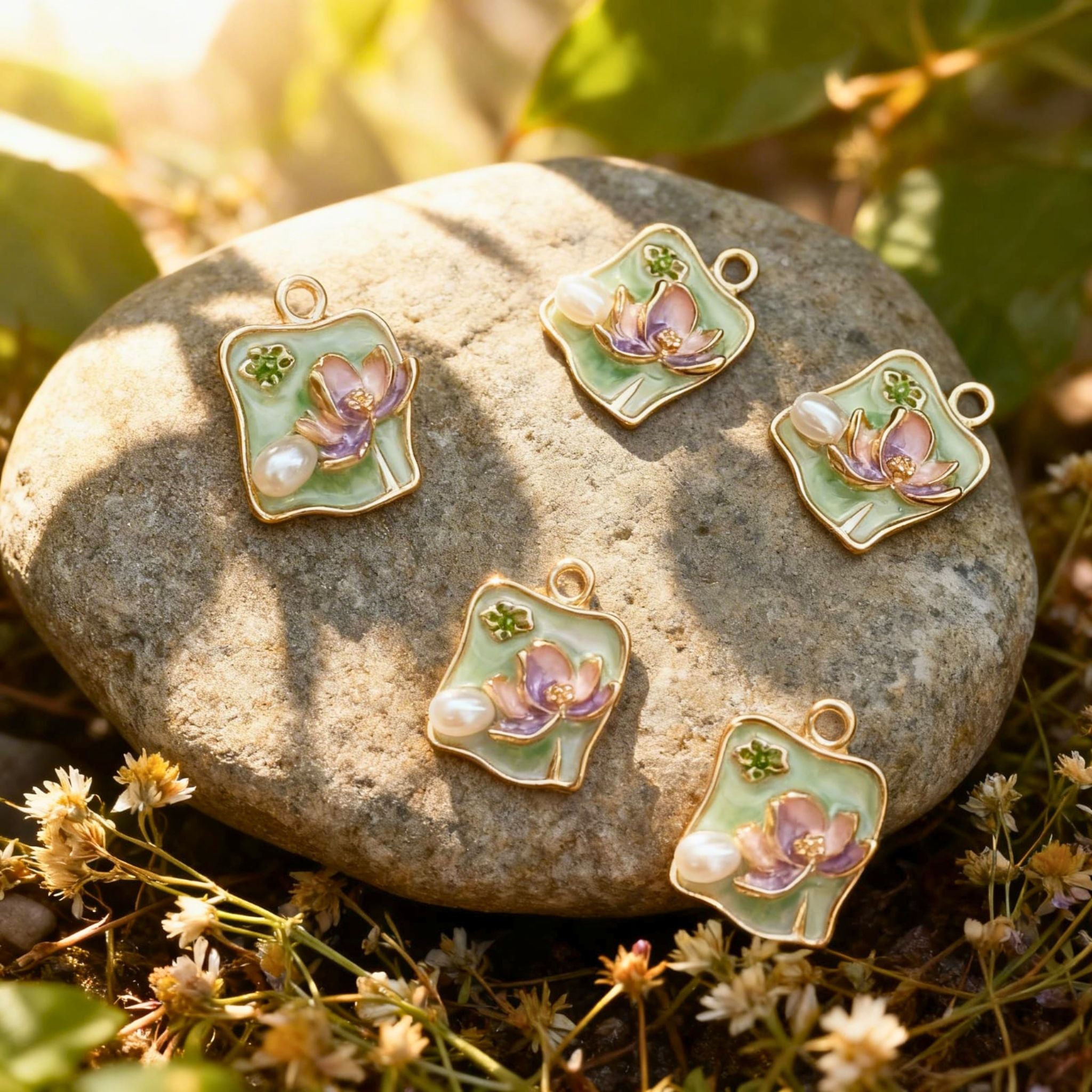 Lotus Pearl Bloom Pendant by Suryatra