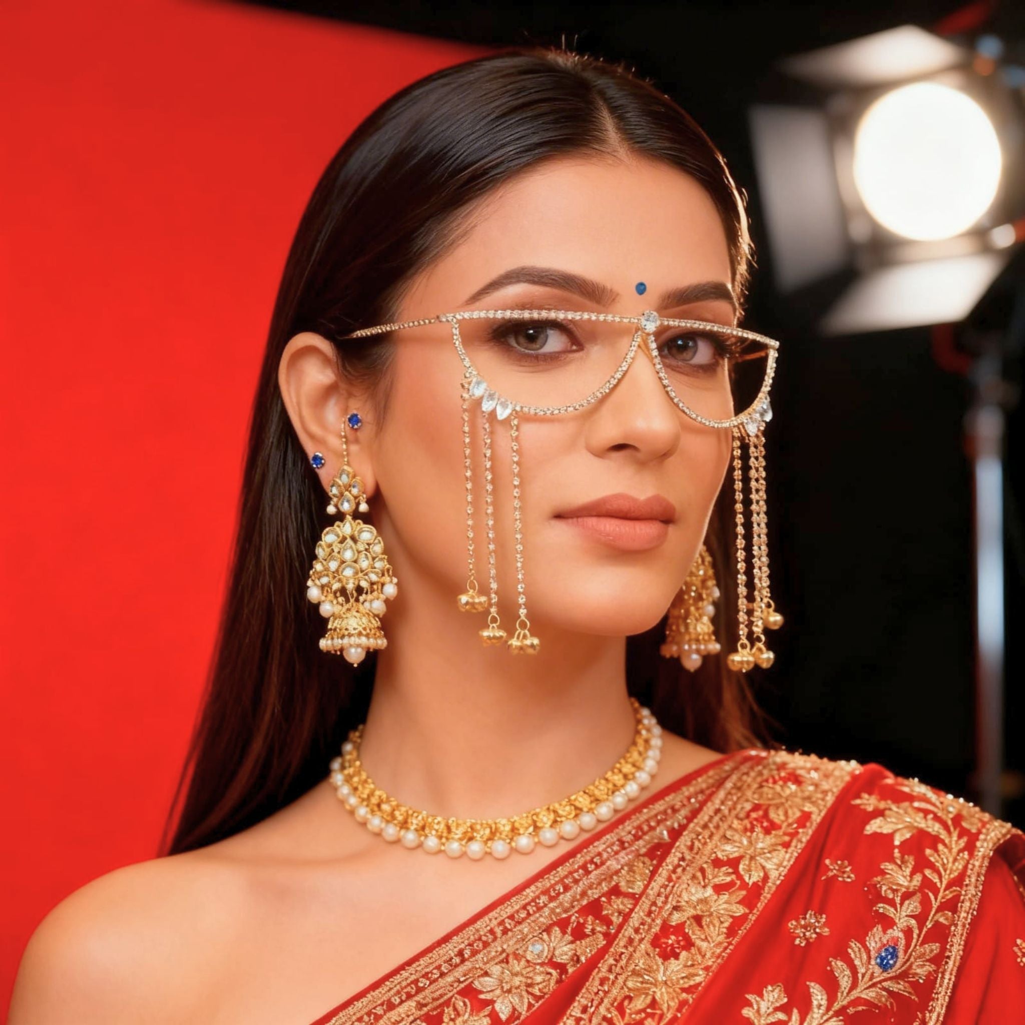 Bridal Crystal Facelets Chain Eyewear by Suryatra