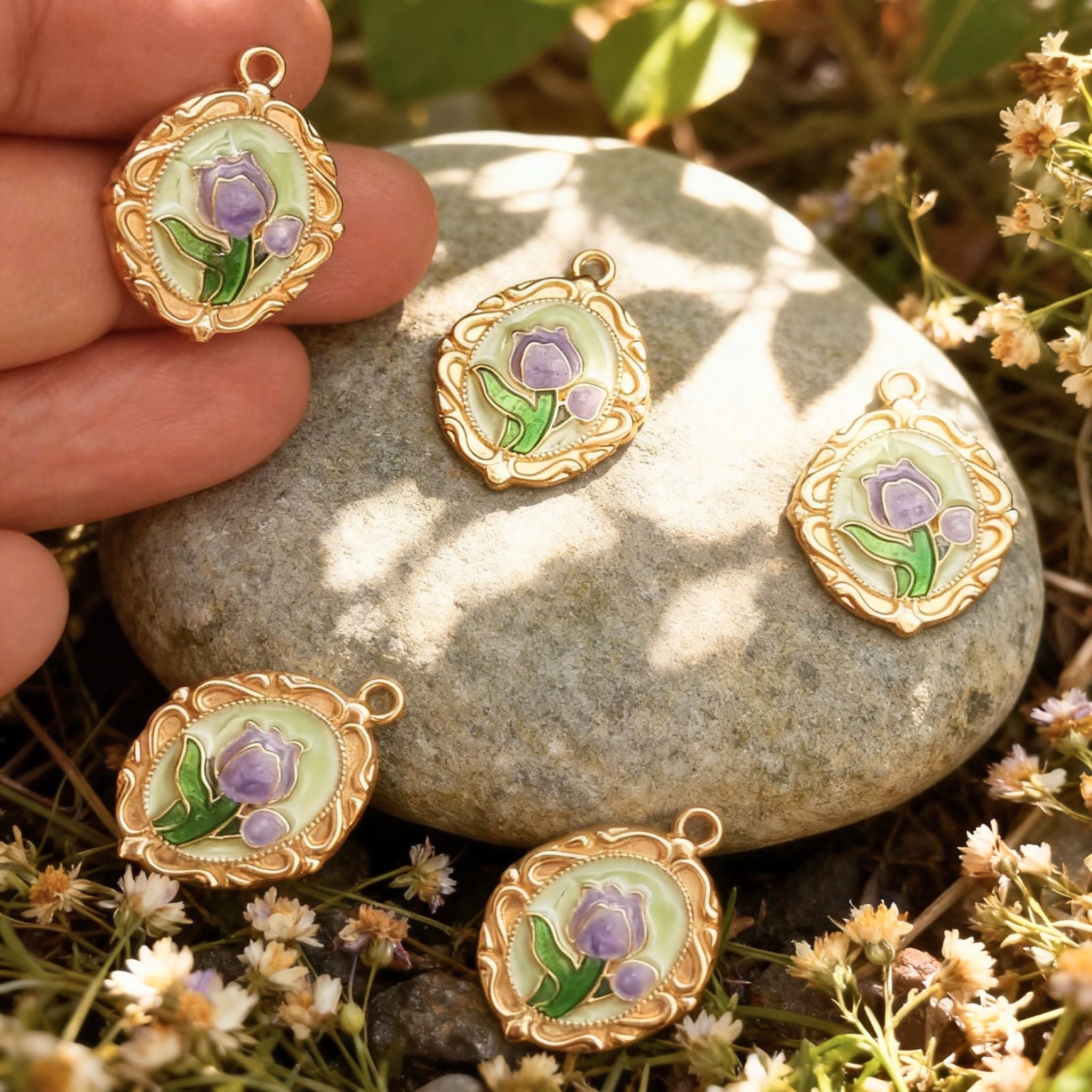 Lavender Bloom Vintage Pendant by Suryatra