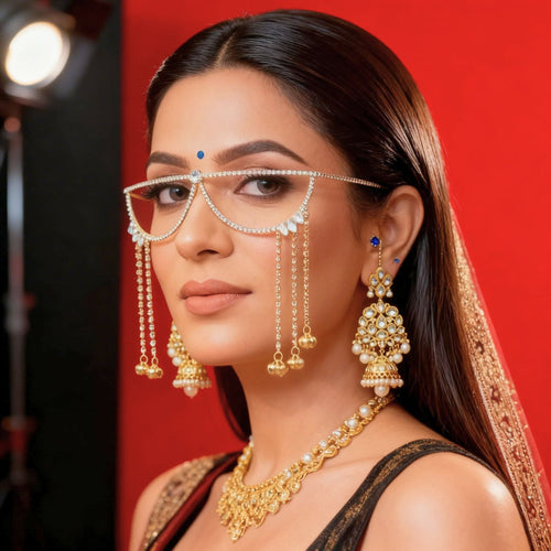 Bridal Crystal Facelets Chain Eyewear by Suryatra