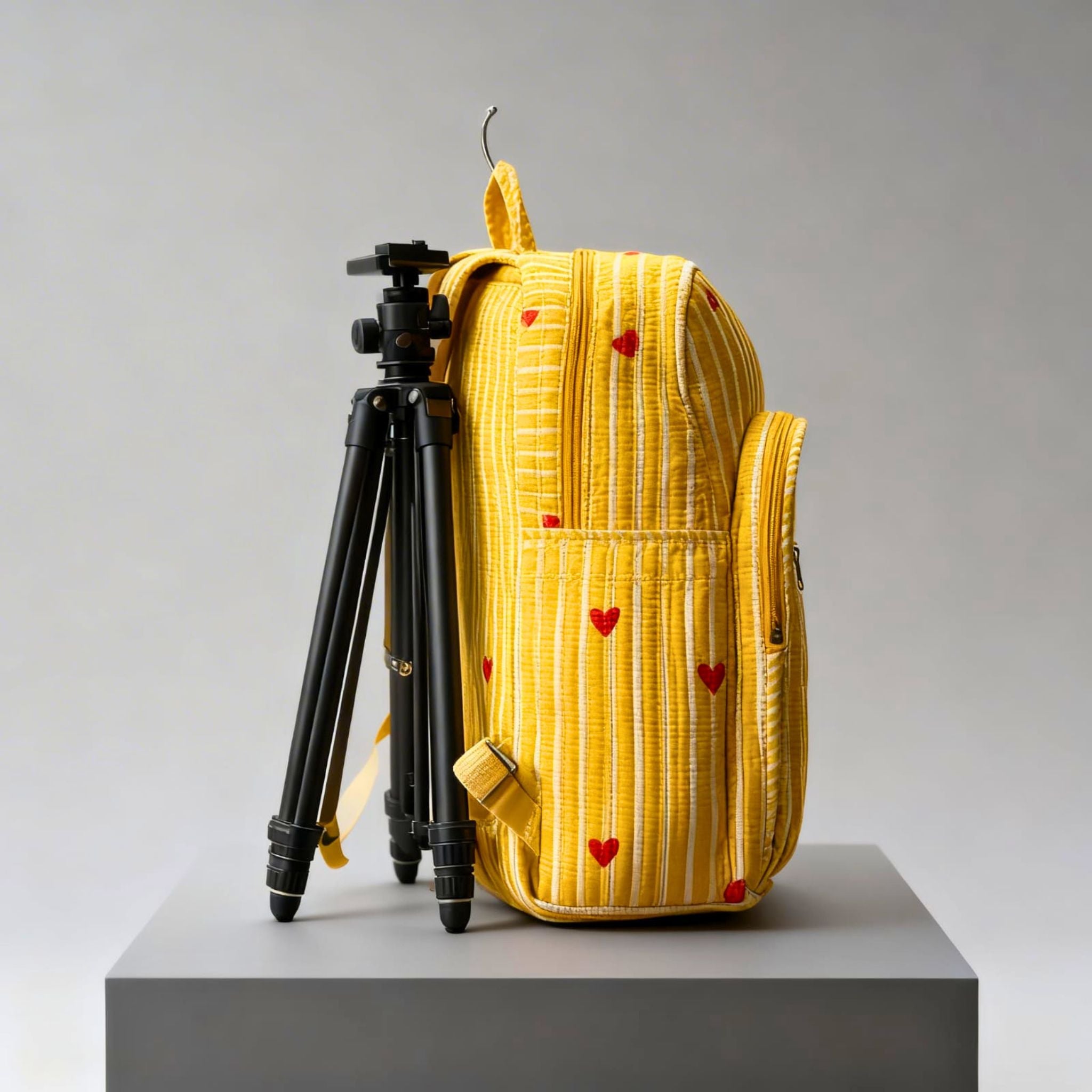 Quilted Hand Block Printed Backpack by Suryatra