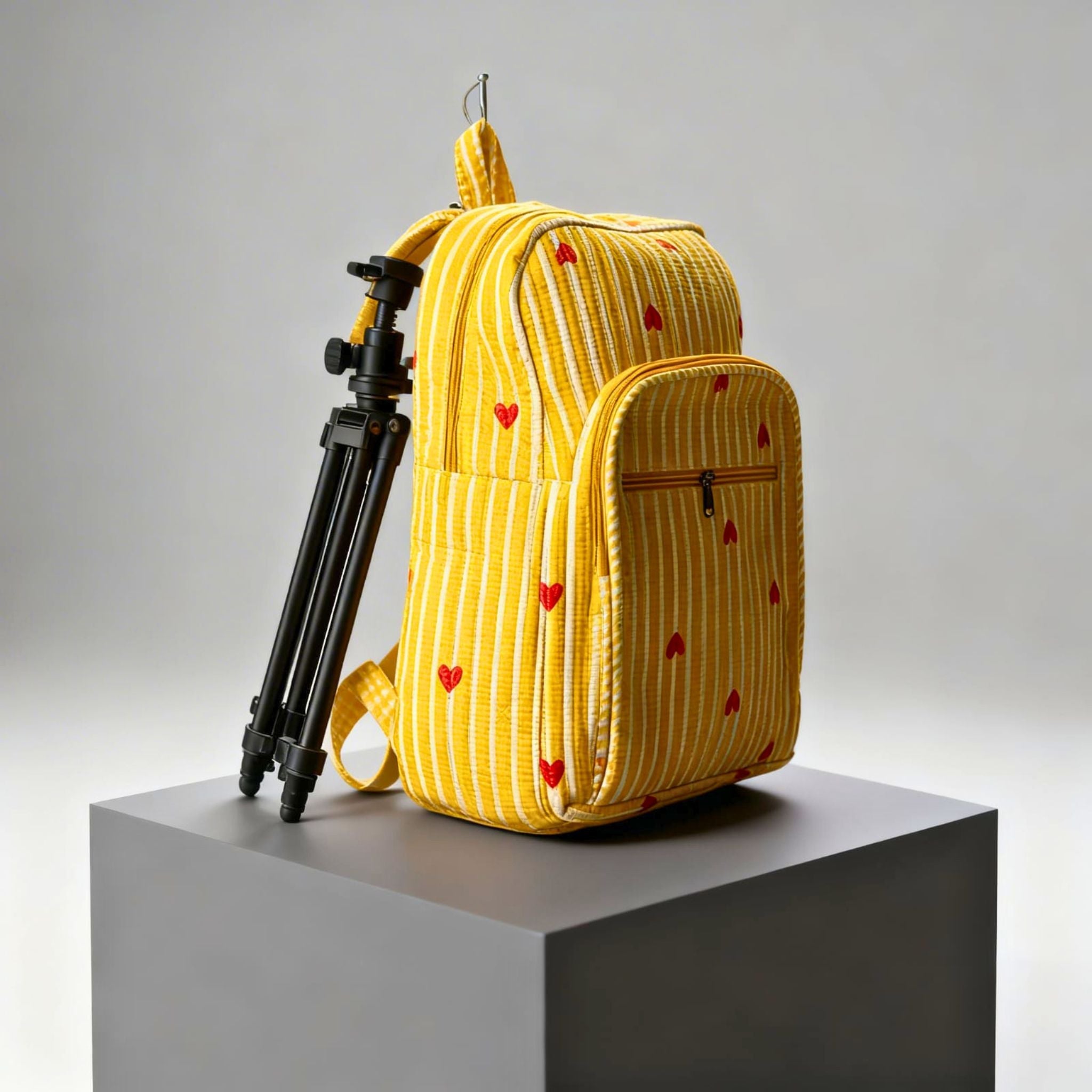Quilted Hand Block Printed Backpack by Suryatra