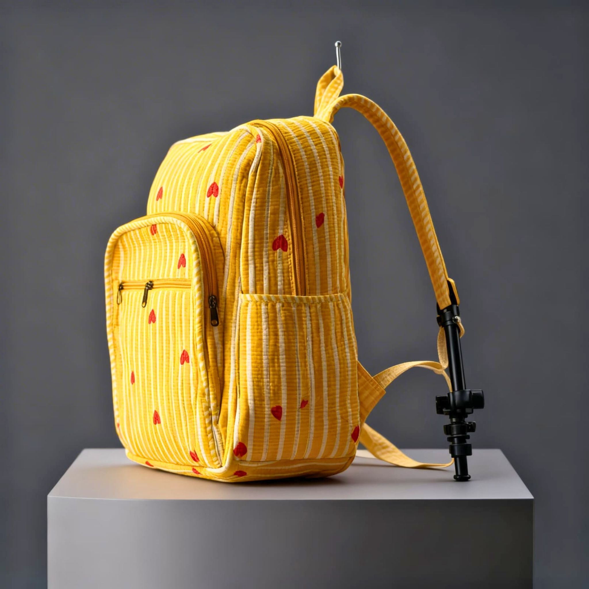 Quilted Hand Block Printed Backpack by Suryatra