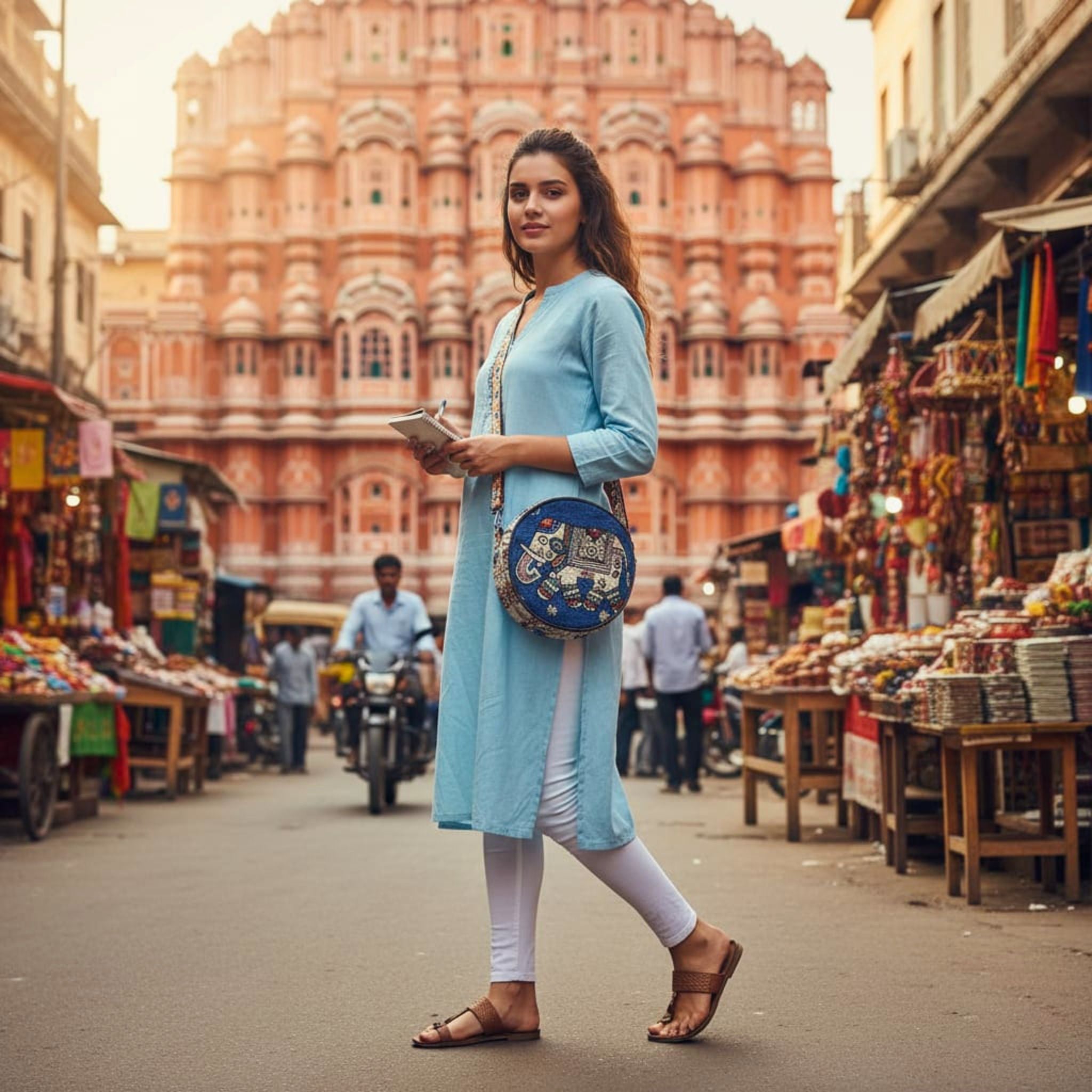 Ethnic Elephant Round Sling Bag by Suryatra