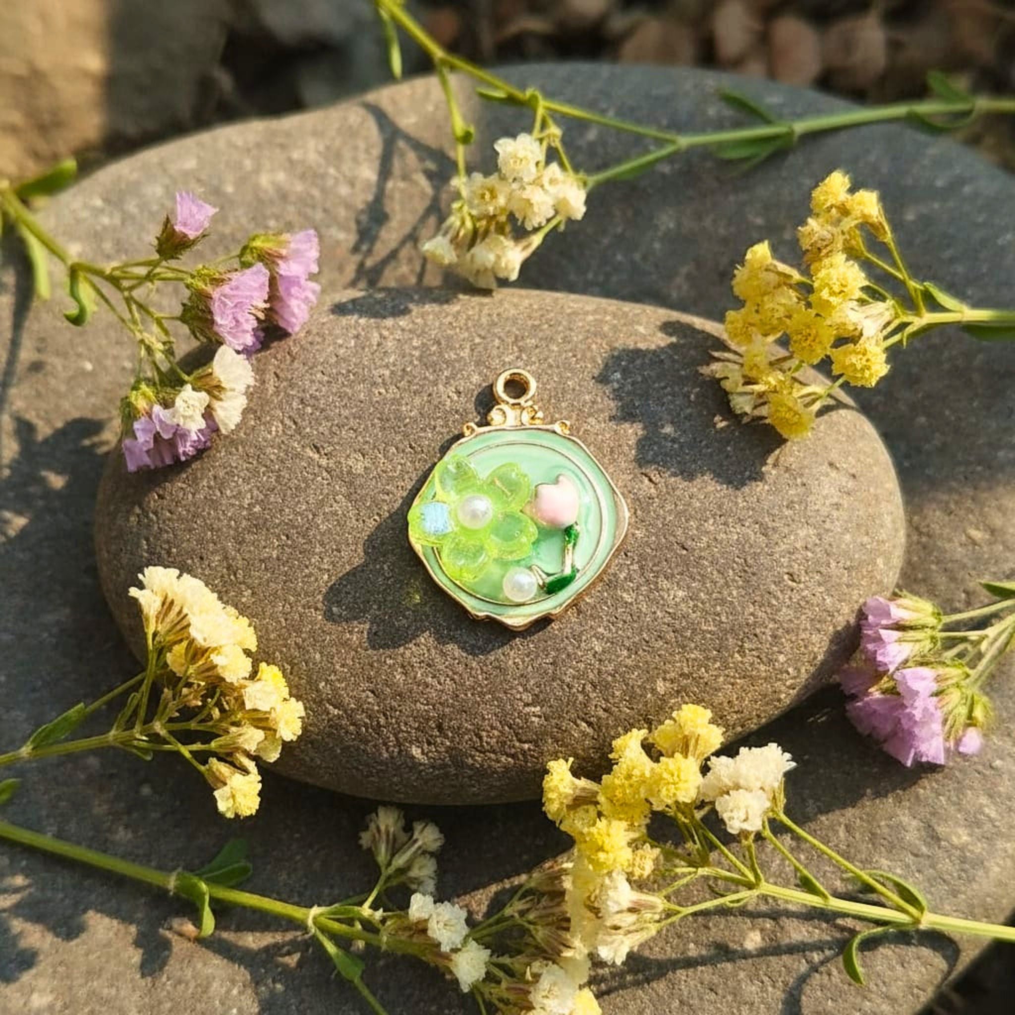 Emerald Bloom Pearl Pendant by Suryatra