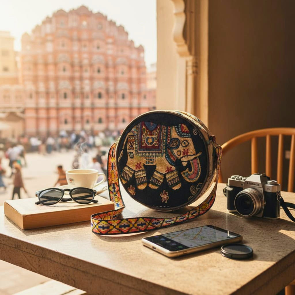 Heritage Elephant Travel Sling Bag by Suryatra