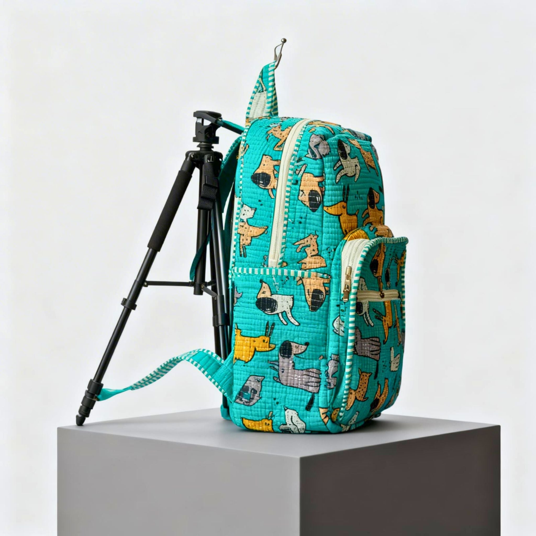 Dog Print Quilted Backpack by Suryatra