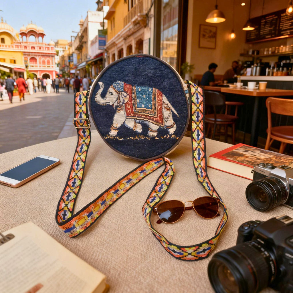 Classic Elephant Heritage Sling Bag by Suryatra