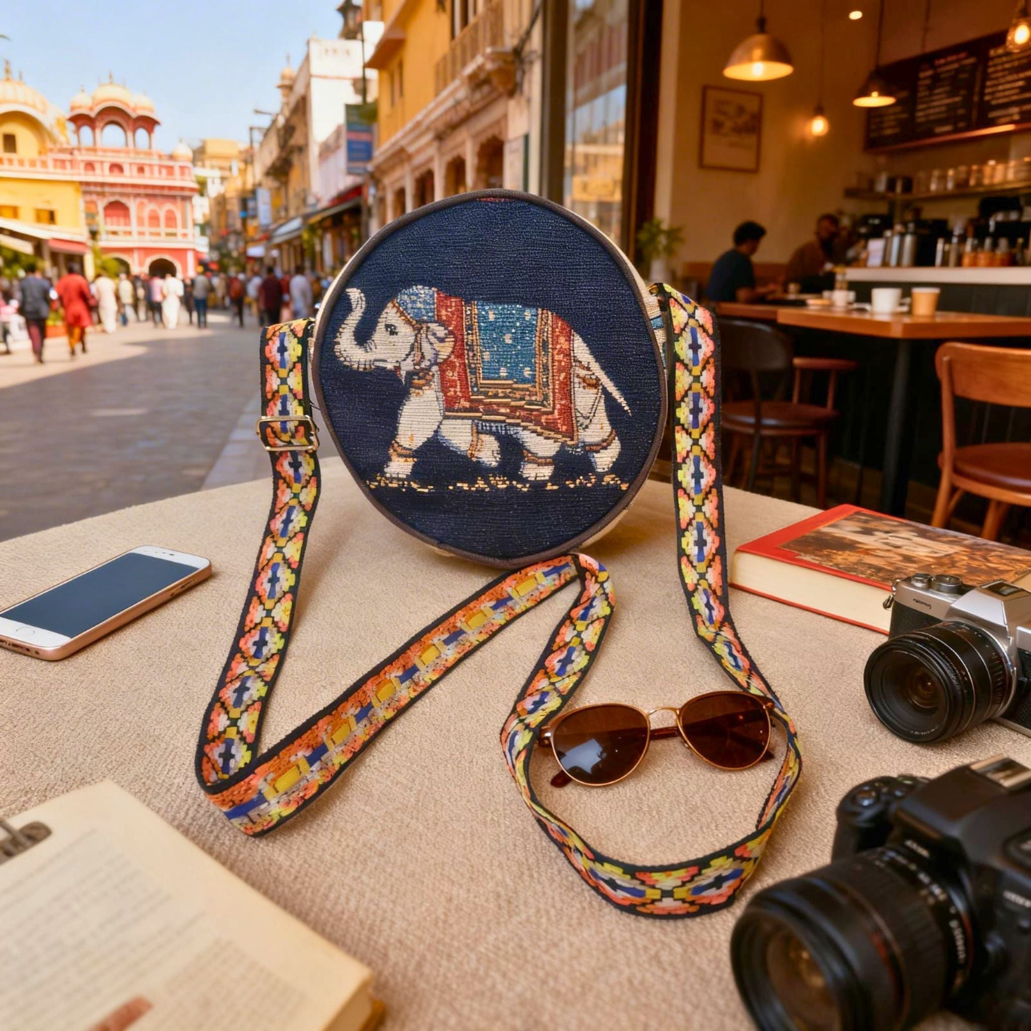 Classic Elephant Heritage Sling Bag by Suryatra