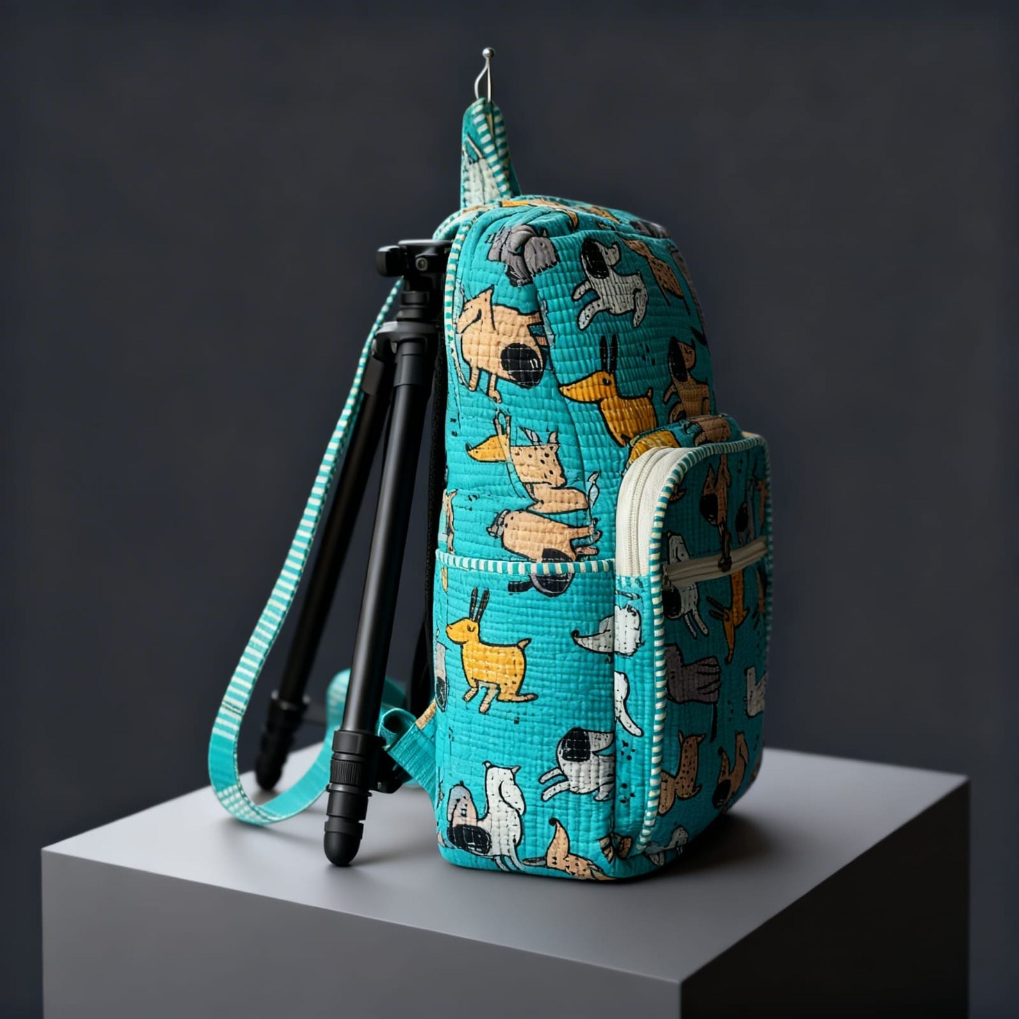 Dog Print Quilted Backpack by Suryatra