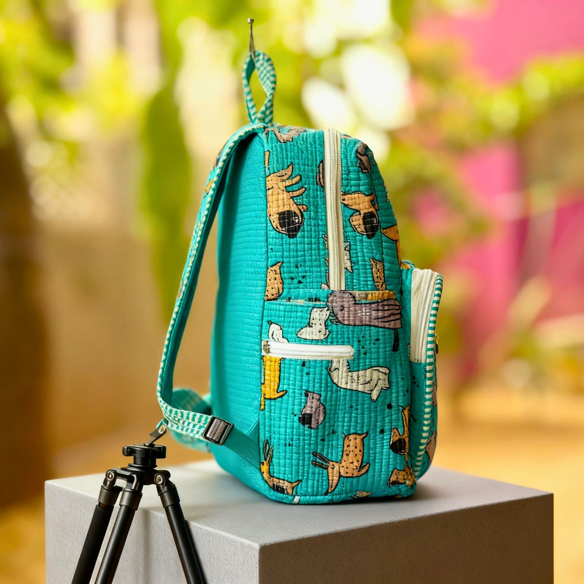 Dog Print Quilted Backpack by Suryatra
