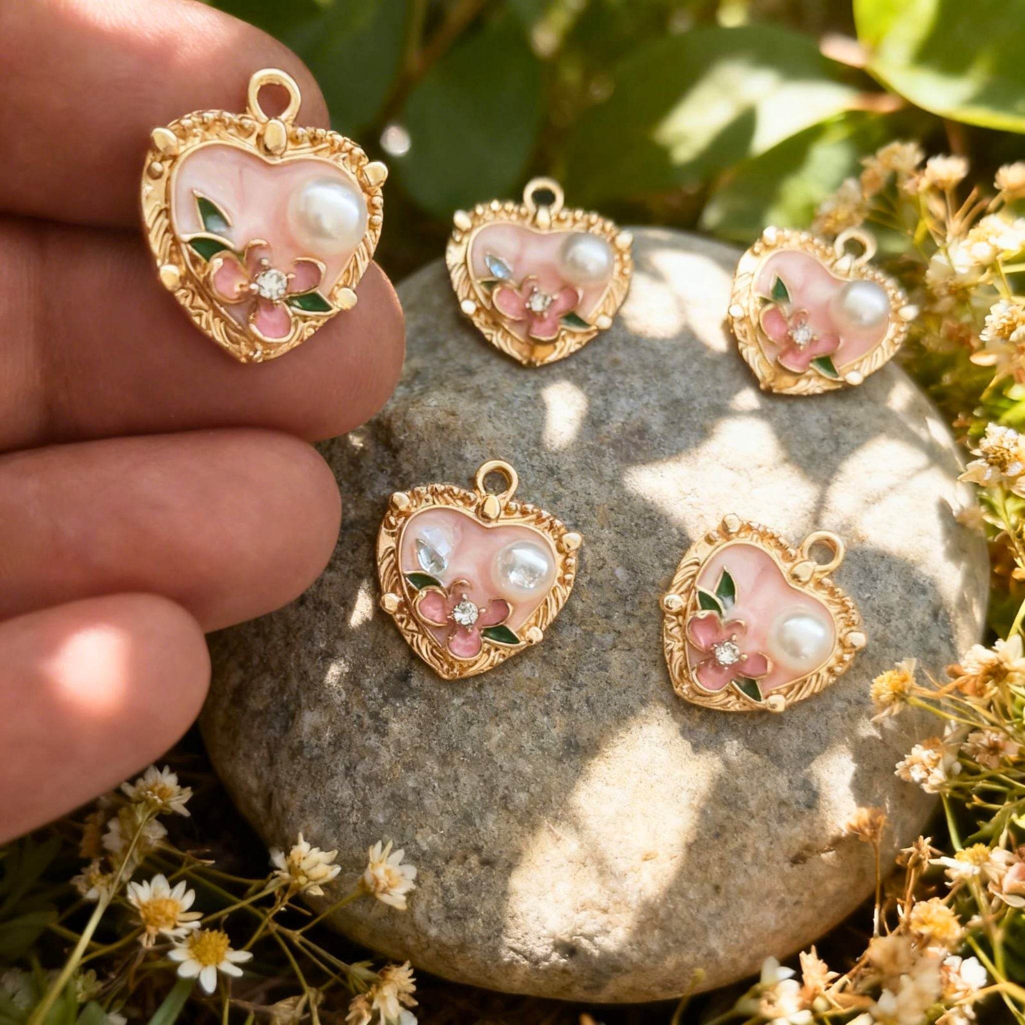Blush Heart Bloom Pendant by Suryatra