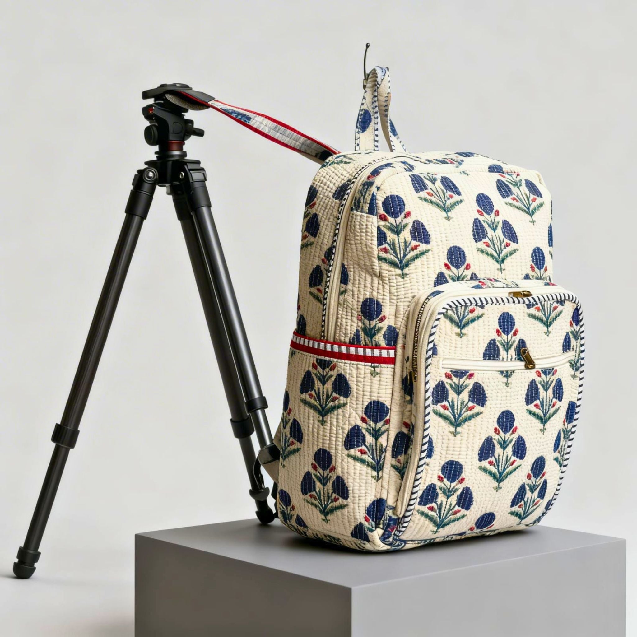 Floral Print Quilted Backpack by Suryatra