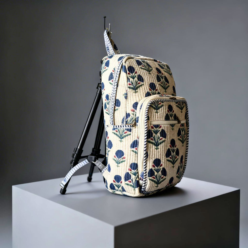 Floral Print Quilted Backpack by Suryatra