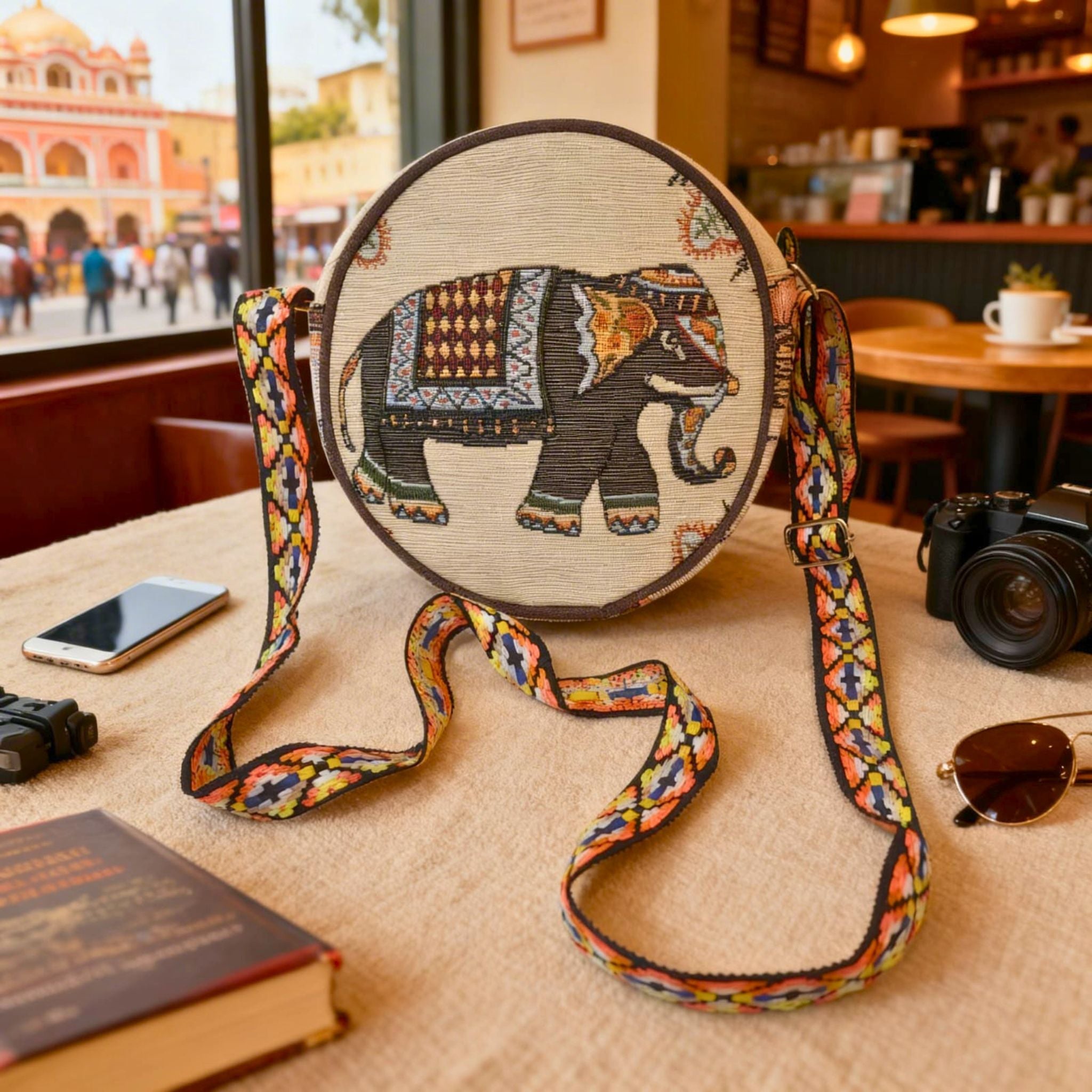Ivory Elephant Heritage Sling Bag by Suryatra
