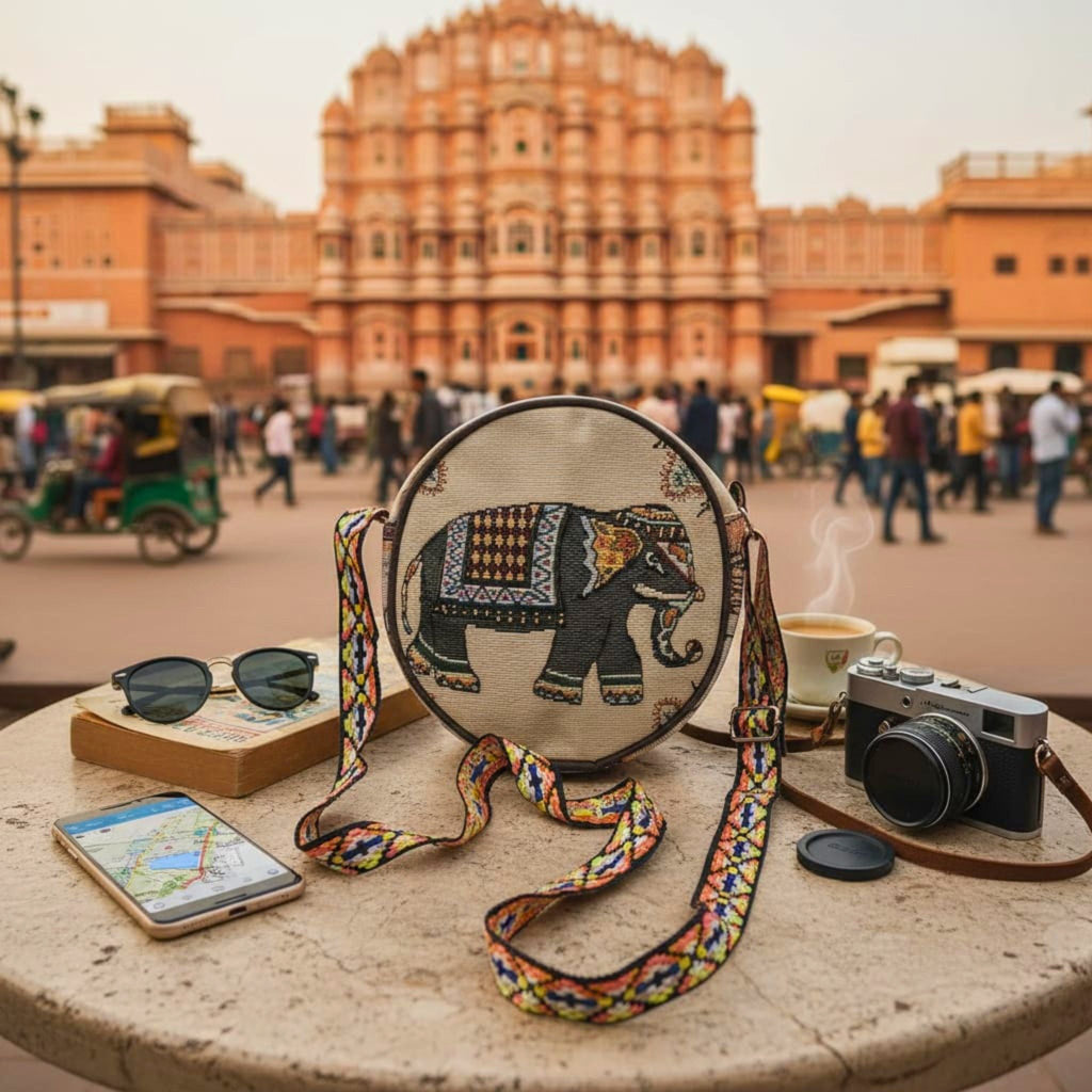 Ivory Elephant Heritage Sling Bag by Suryatra