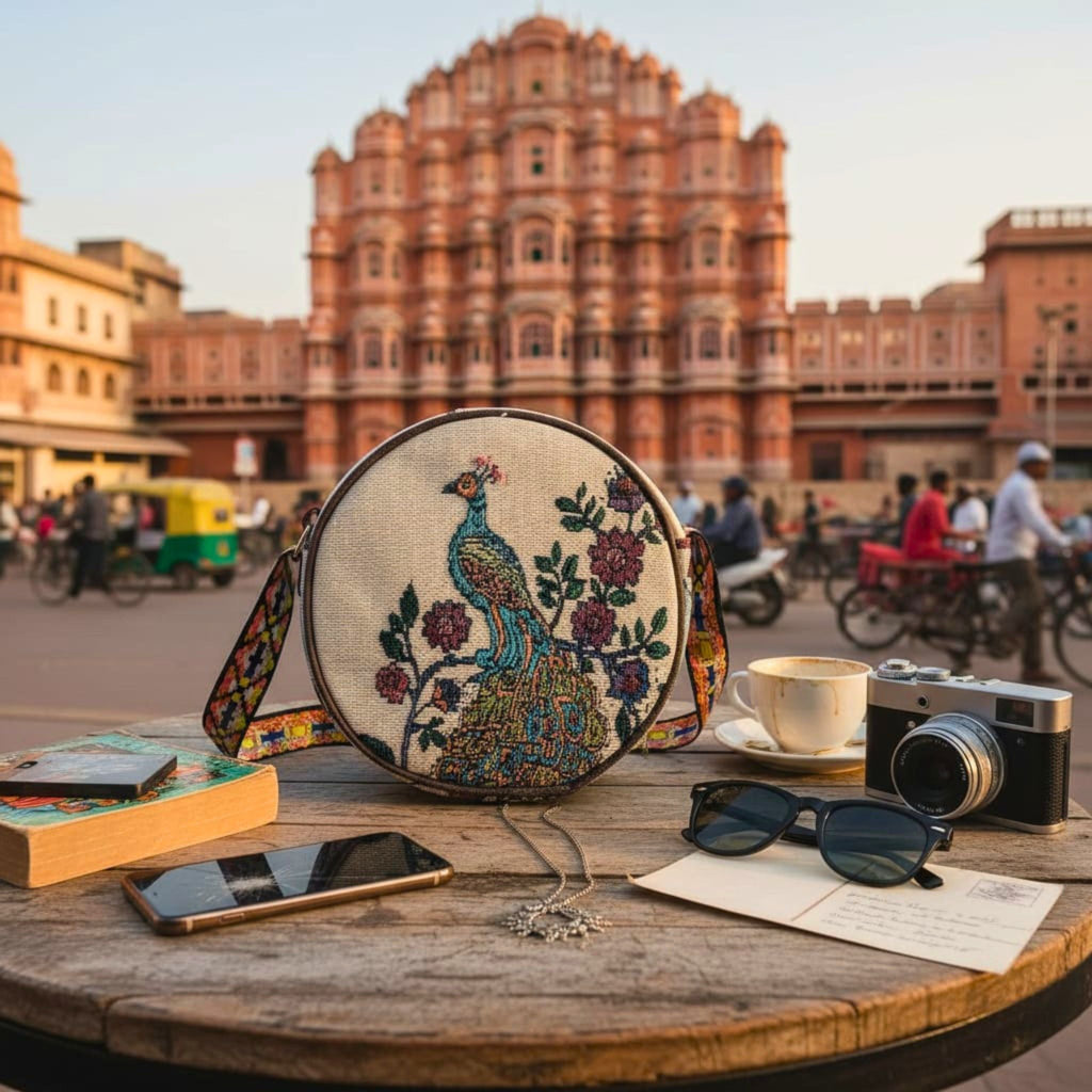 Peacock Floral Heritage Sling Bag by Suryatra