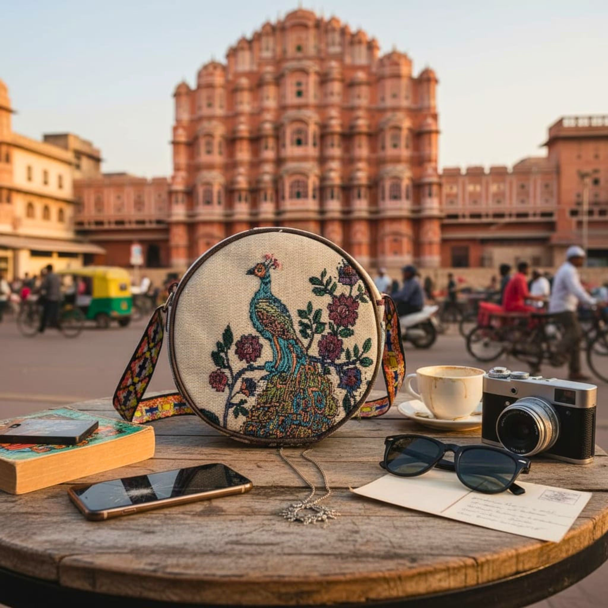 Peacock Floral Heritage Sling Bag by Suryatra