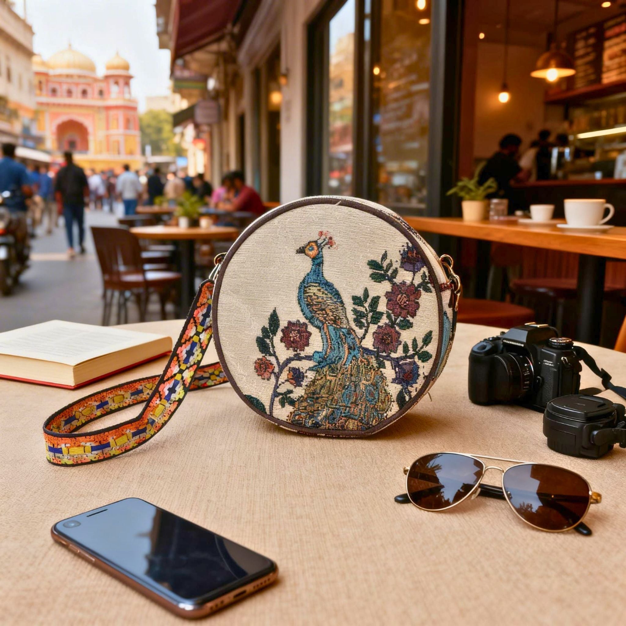 Peacock Floral Heritage Sling Bag by Suryatra