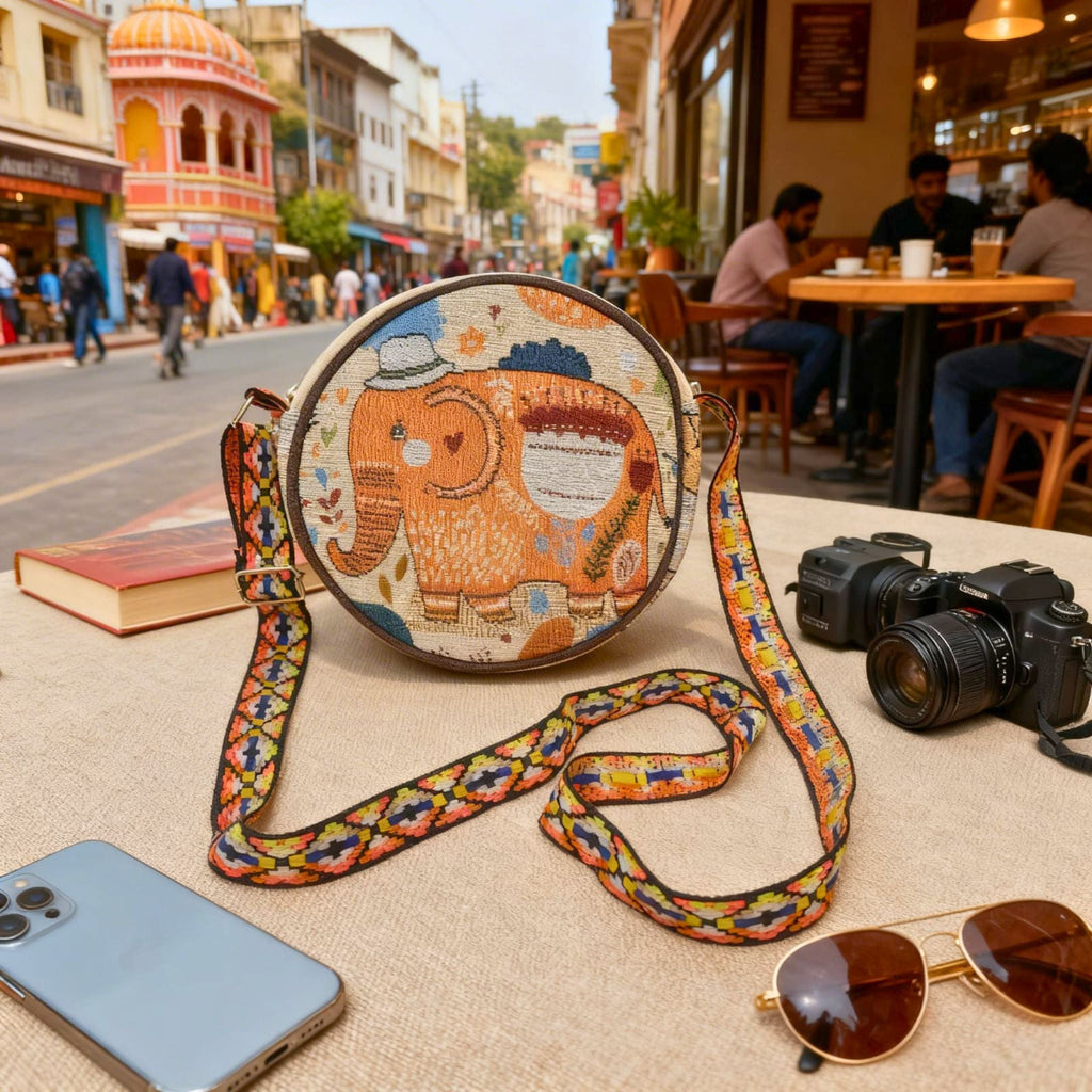 Artistic Elephant Charm Sling Bag by Suryatra