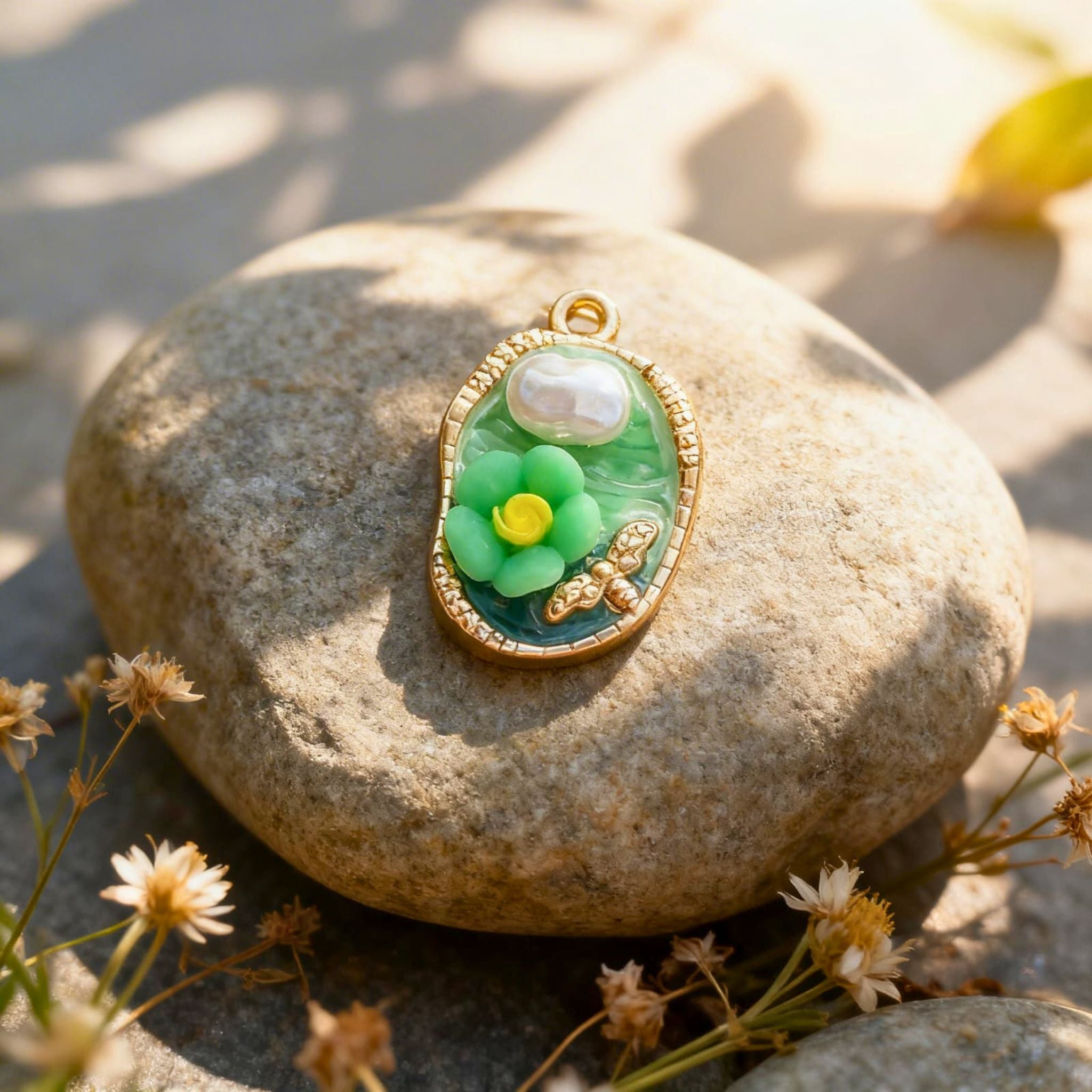 Emerald Bloom Pearl Pendant by Suryatra