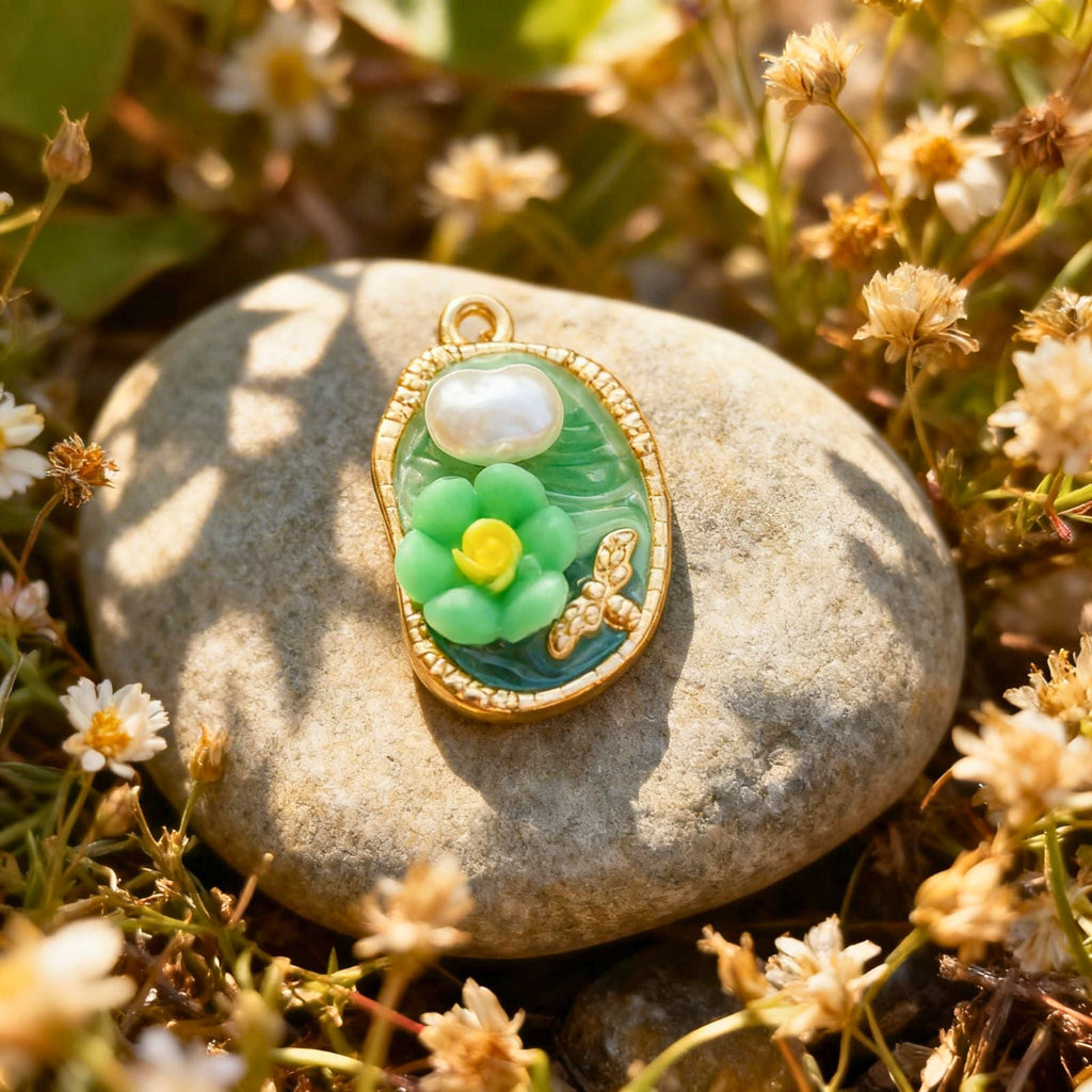 Emerald Bloom Pearl Pendant by Suryatra