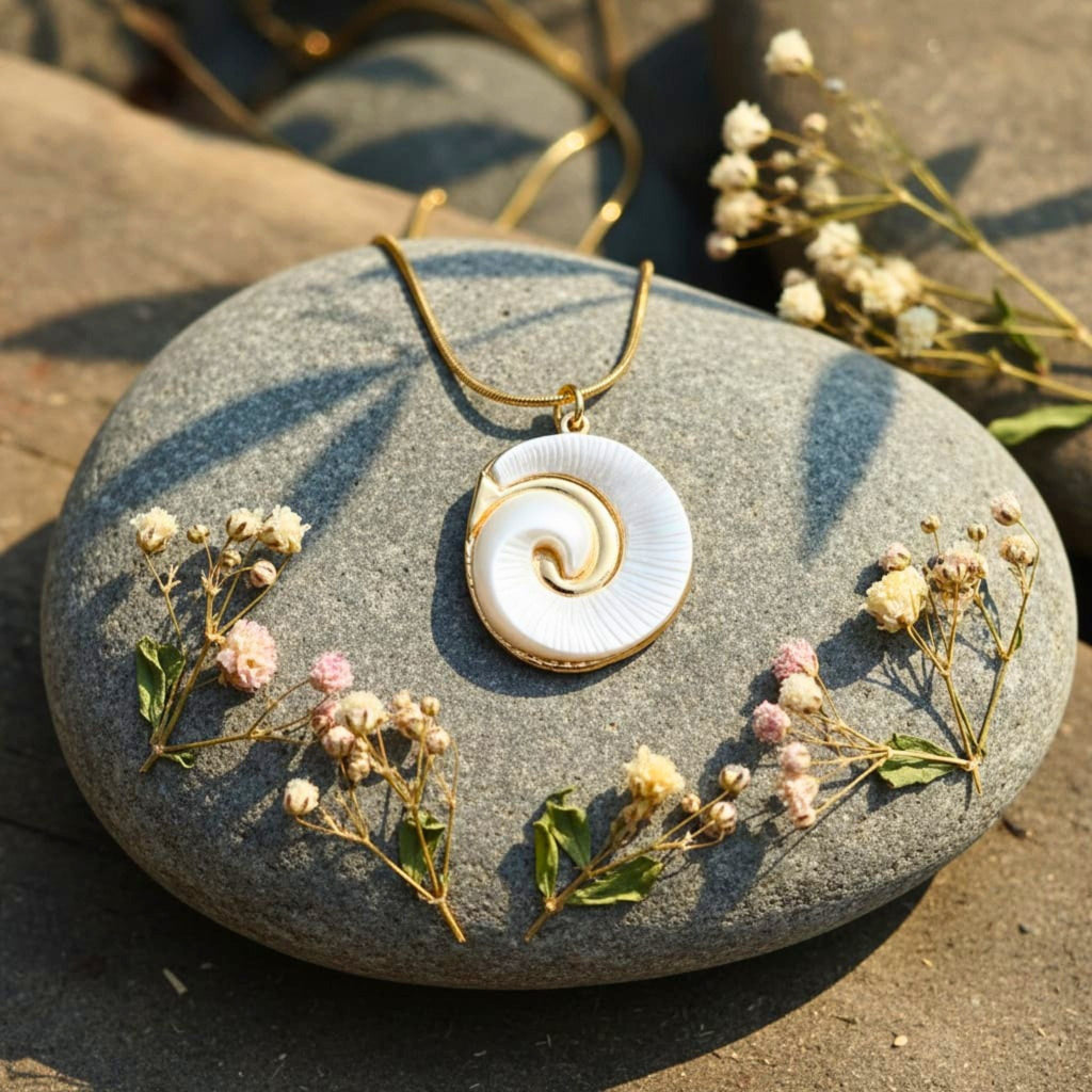 Ocean Spiral Shell Pendant by Suryatra