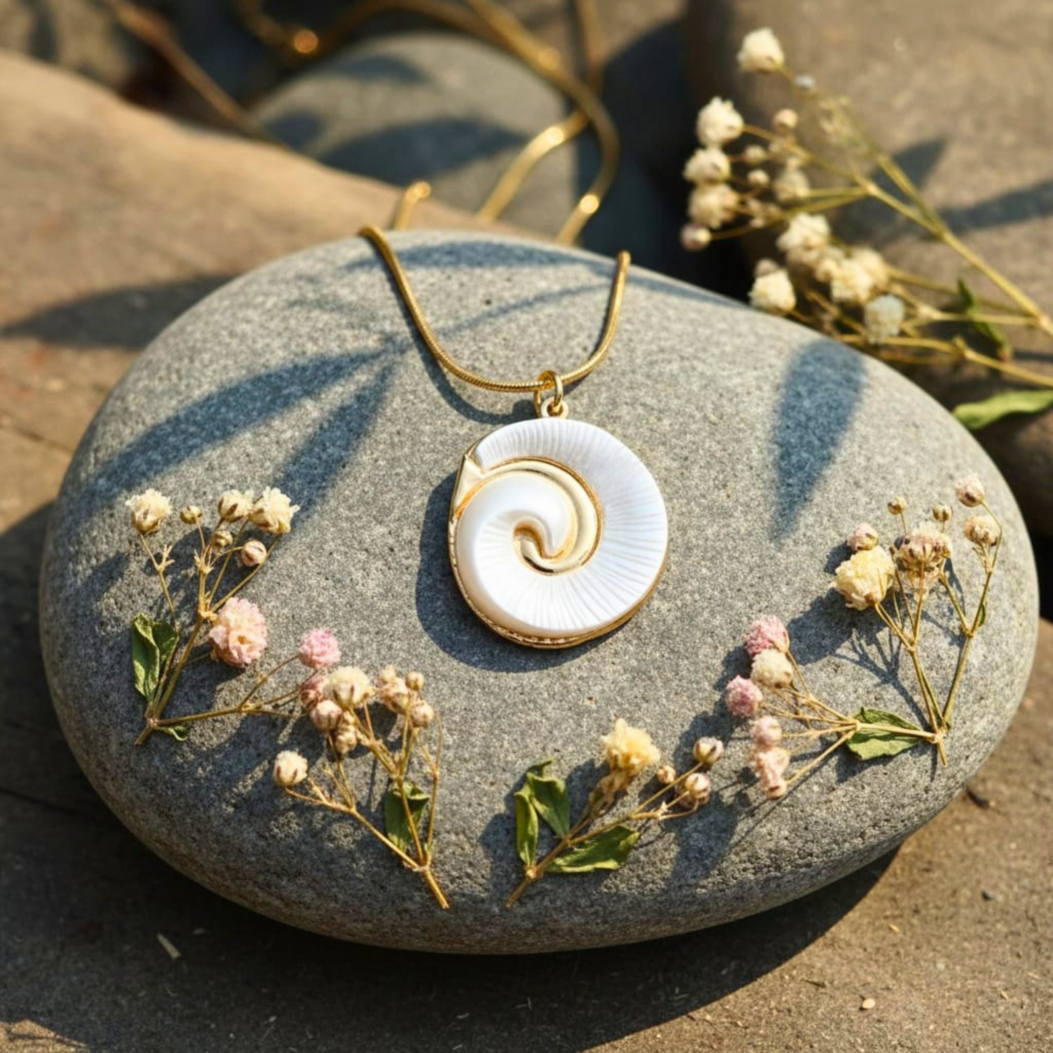 Ocean Spiral Shell Pendant by Suryatra