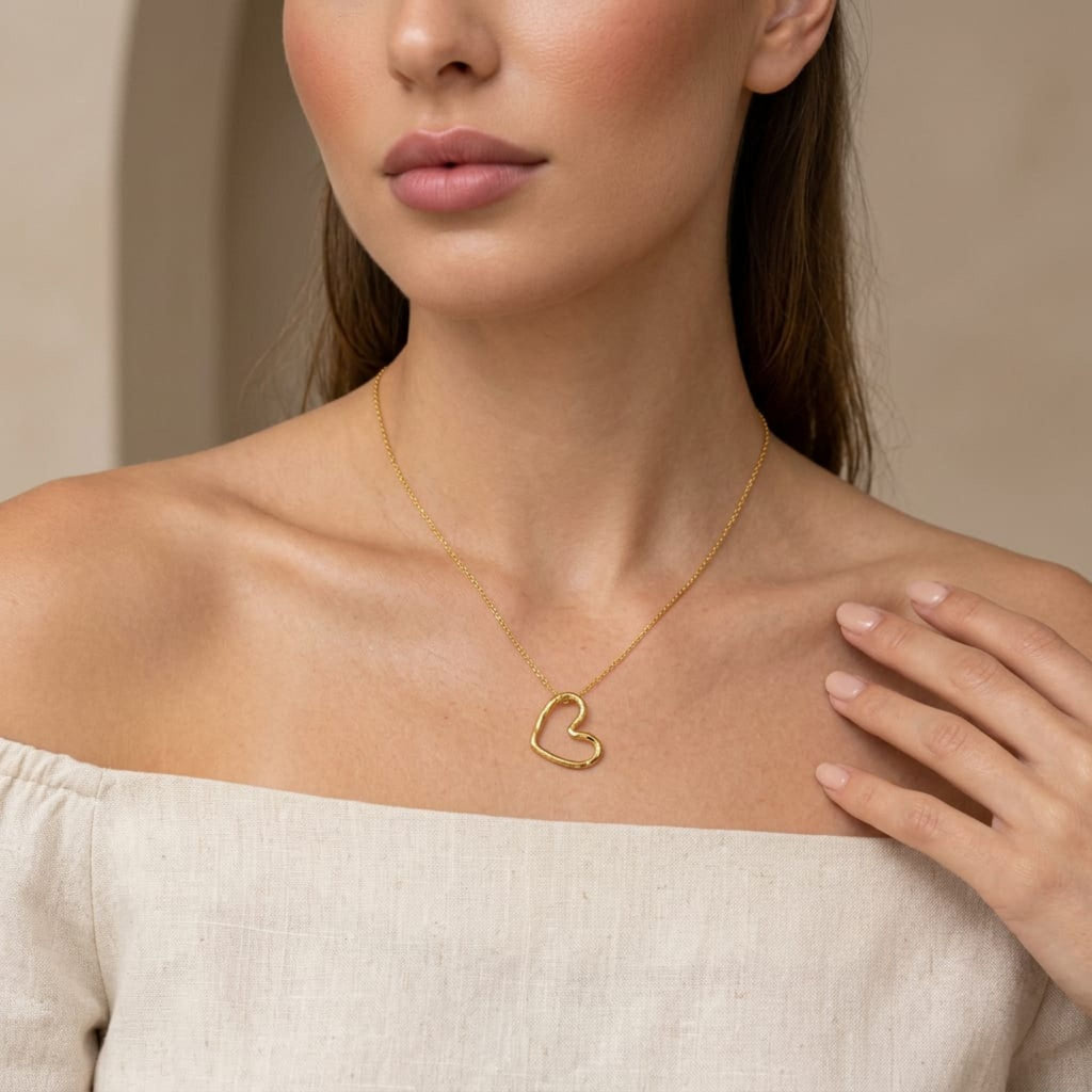 Seoul Heart Gold Necklace By Suryatra