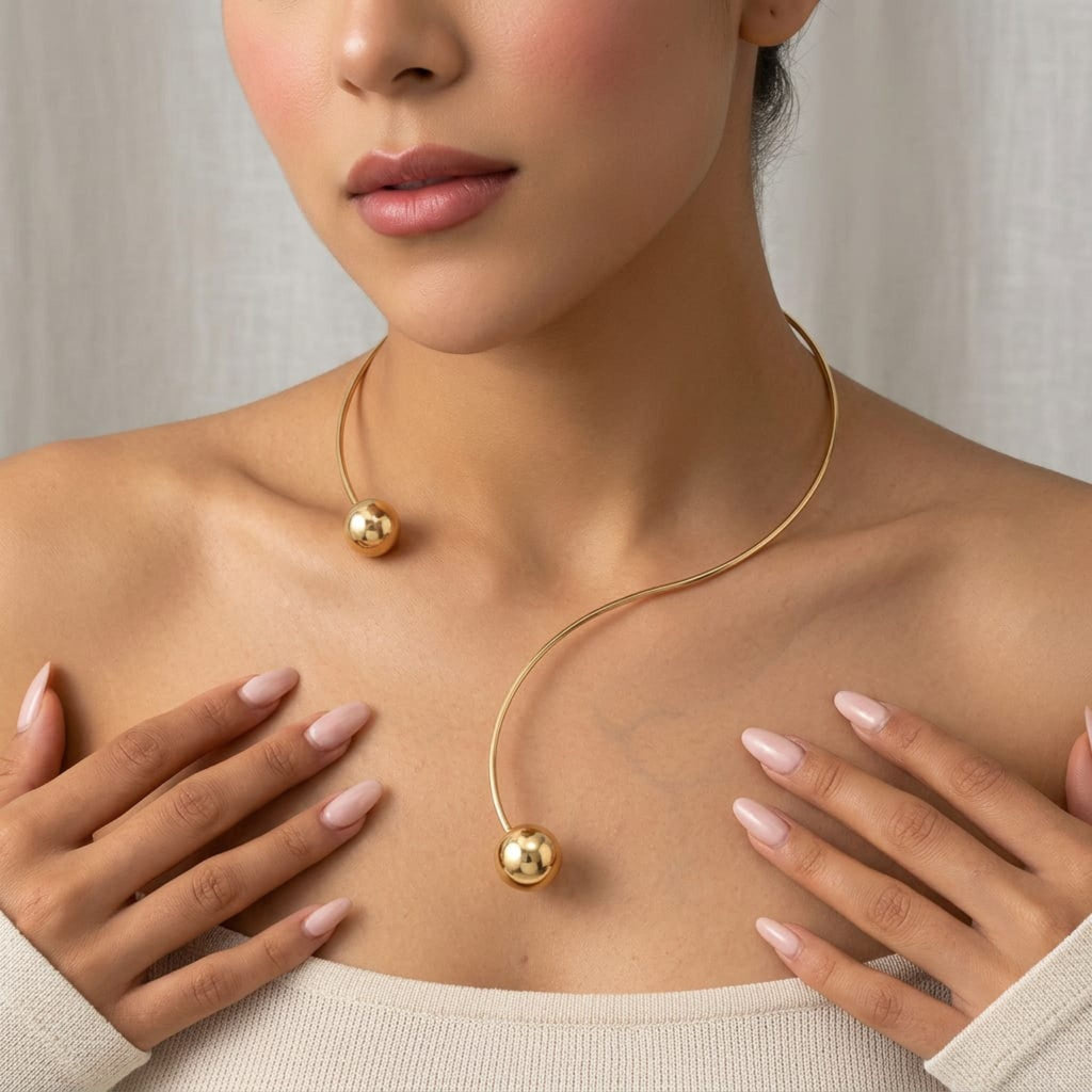Seoul Wave Gold Choker By Suryatra