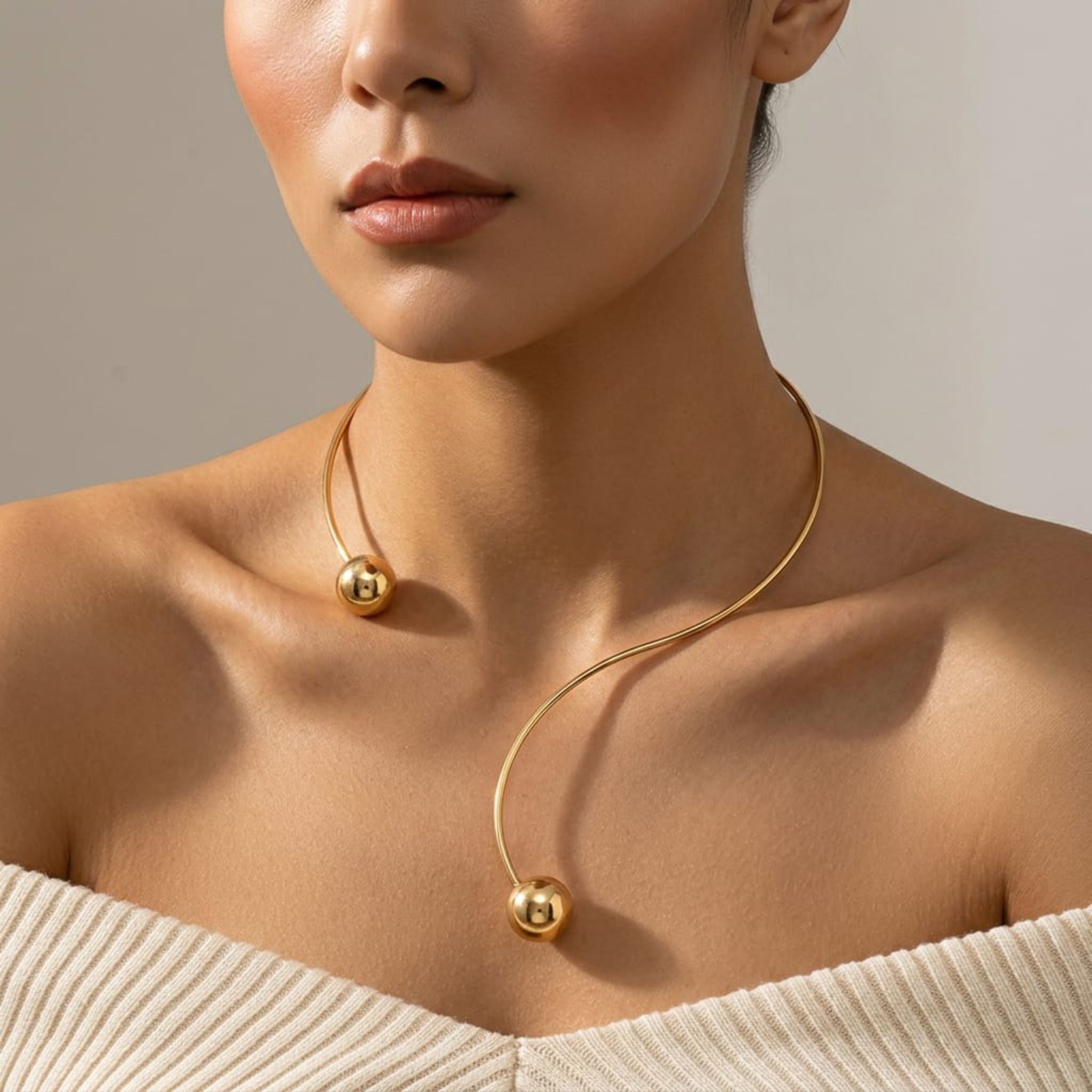 Seoul Wave Gold Choker By Suryatra